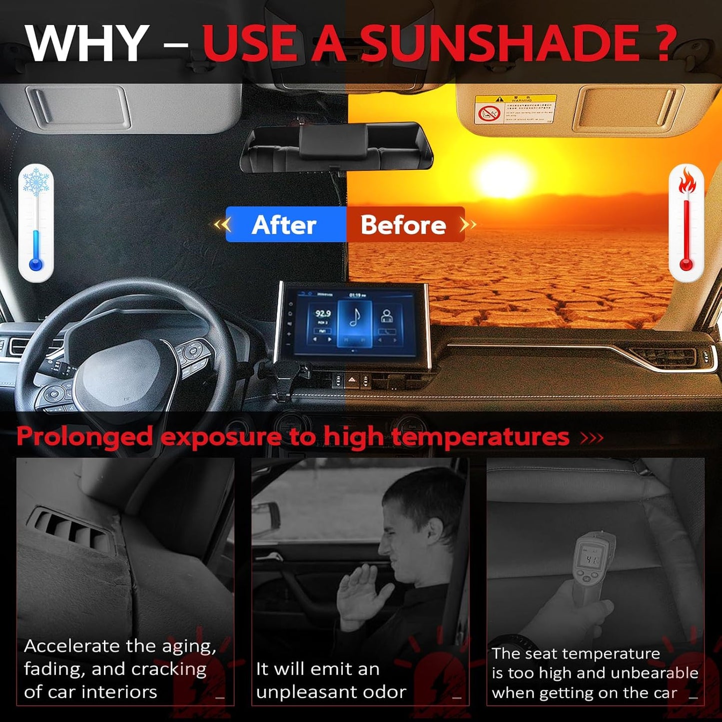 KAYZT Windshield Sun Shade for 2016-2022 Toyota Prius Hatchback(NOT for Prius C or Prius V) Foldable Sunshade Front Window Custom Fit Car Accessories