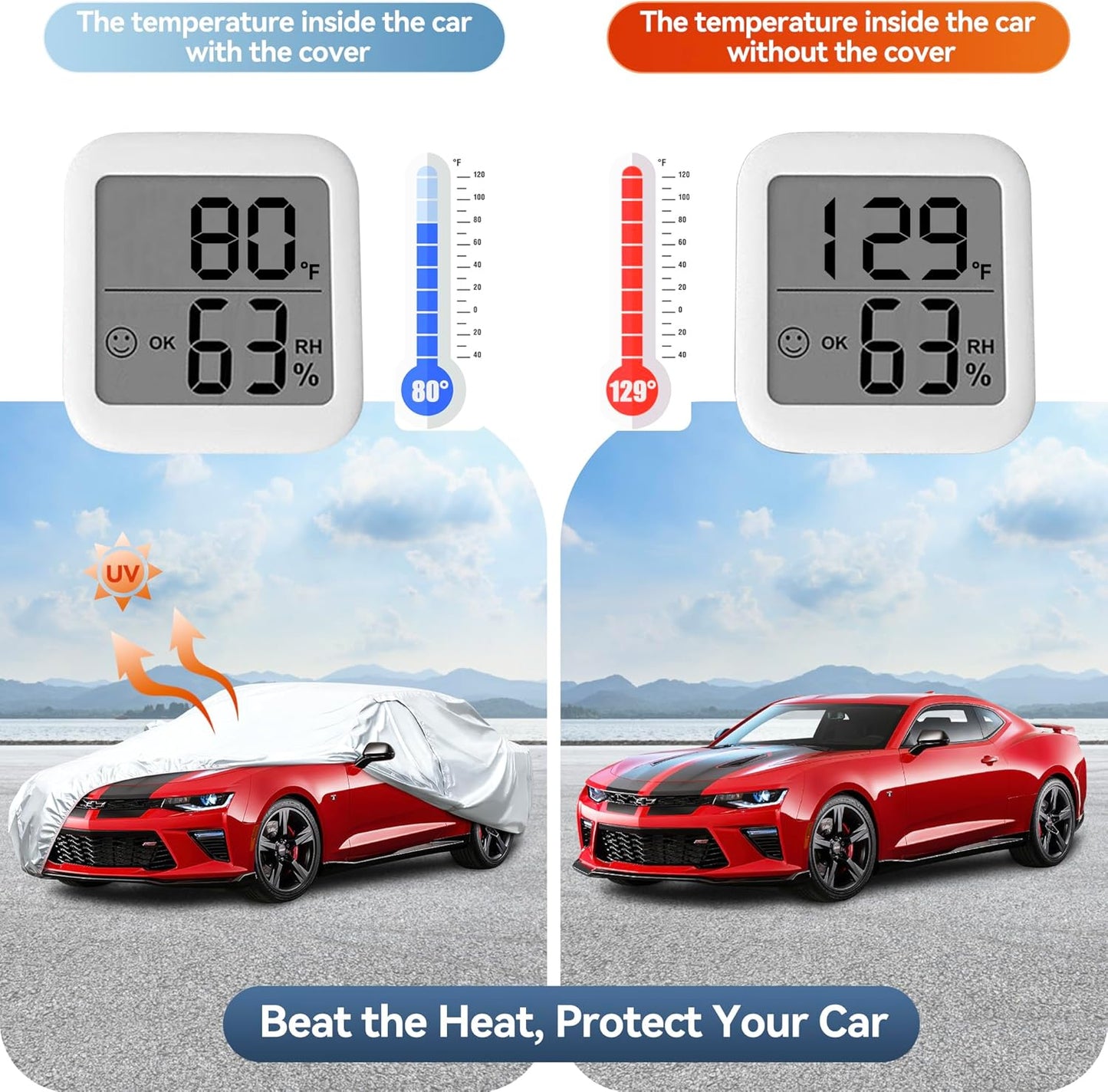 Car Cover Compatible with Dodge Challenger 2008-2024,Waterproof Car Cover for Automobiles All Weather with Door Zipper & Cotton Lining,Windproof Sun UV Hail Protection