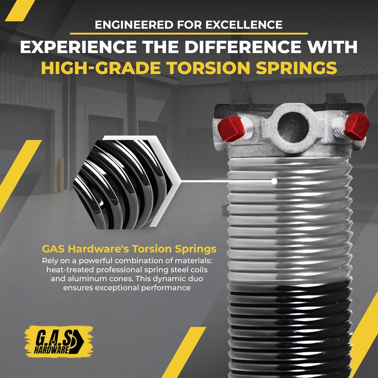 Garage Door Torsion Springs 295x2x41 Includes 1” Steel Bearing, Gloves, and Winding Bars for Left and Right Side of Garage Door Precision E-Coating 5-Year Warranty Minimum 30,000 Cycles (Pair)