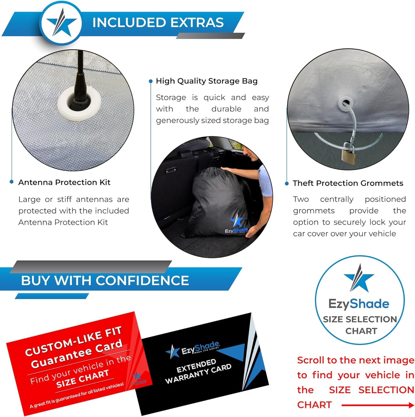 EzyShade 10-Layer Truck Cover Waterproof All Weather. See Vehicle Size-Chart for Accurate Fit. Full Outdoor Pickup Truck Covers Chevy Silverado F250 F350 RAM. Sun Wind Rain. Size T6 (See SizeChart)