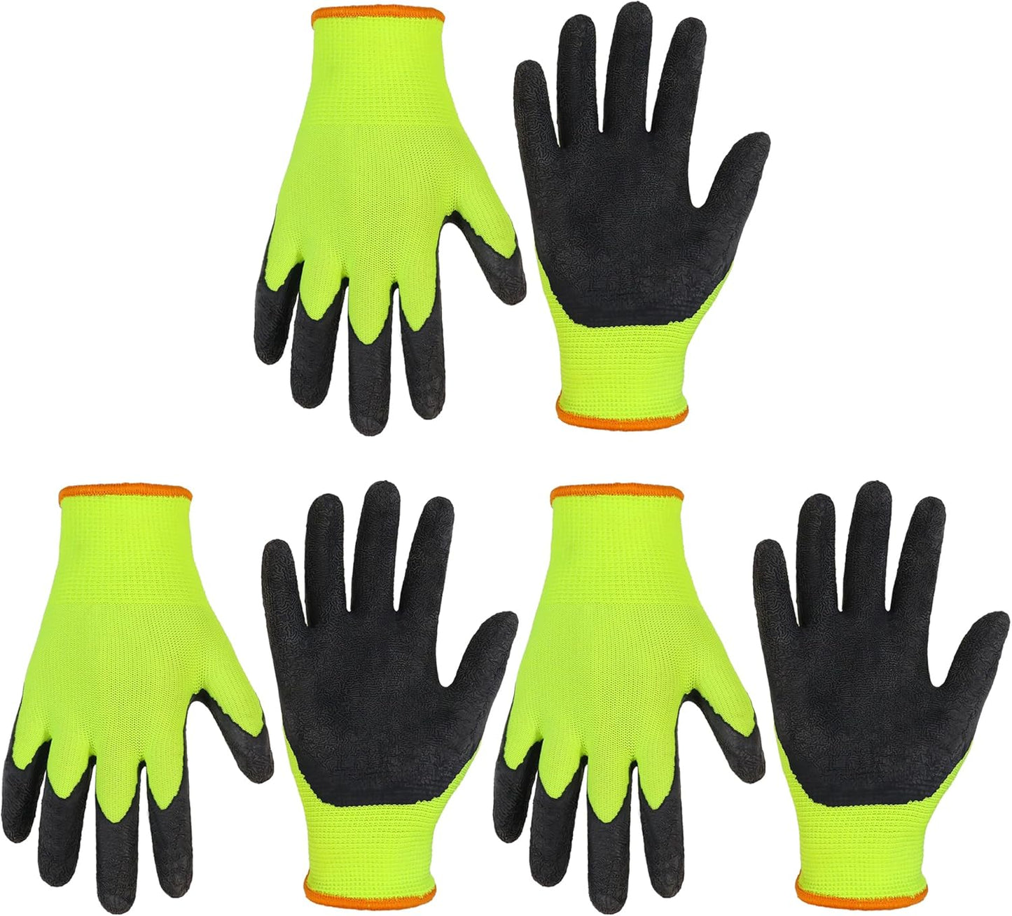 HANDLANDY 3 Pairs Kids Gardening Gloves Latex Free, Nitrile Coated Children Toddler Garden Yard Work Gloves for Little Girls Boys (Size L, Black-Green)