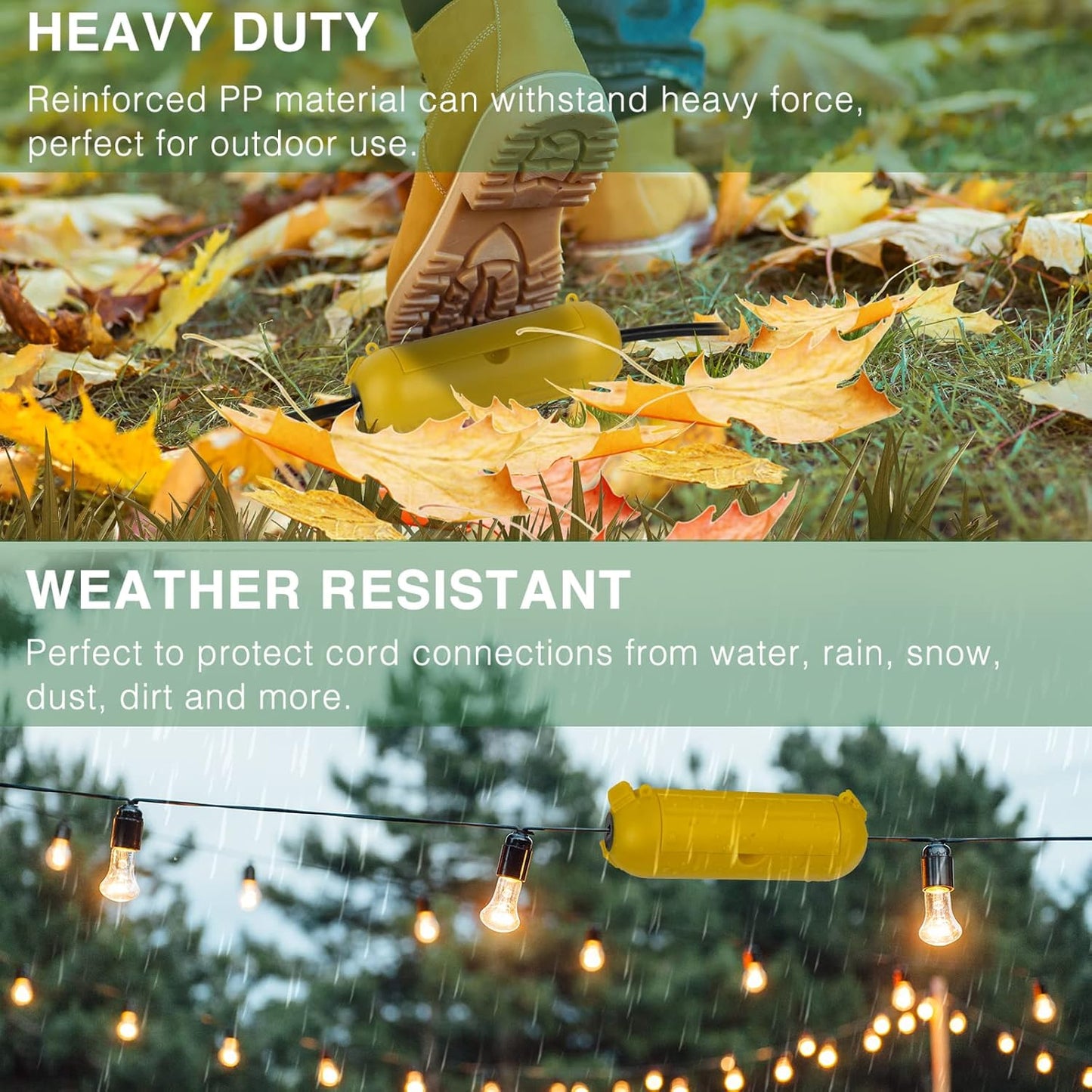 Flemoon [3 Pack] Outdoor Extension Cord Safety Cover with Waterproof Seal, Weatherproof Electrical Connection Box for Outdoor Outlet, Plug, Socket, Christmas Holiday Decoration Light, Yelllow