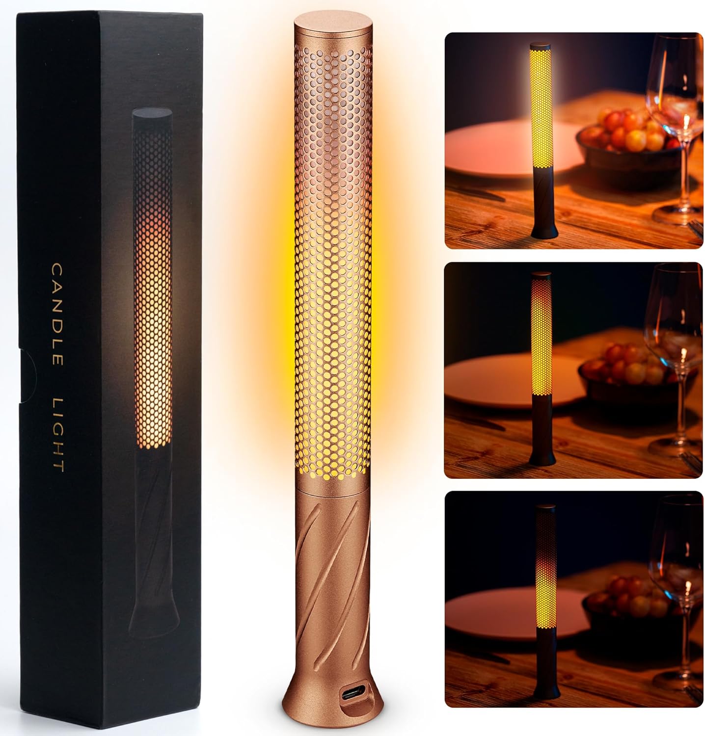 LED Candle Light, Cordless Table Lamps, Bedside Lamps w/2 Modes, Rechargeable Candlestick, Modern Table Lamp w/2600 mAh Battery, Small Table lamp, nightstand lamp, Bedroom lamp