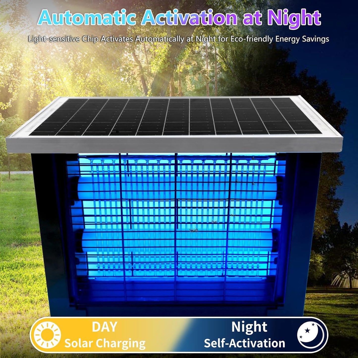 Powerful Solar Bug Zapper Outdoor for 2000 sq.ft with 13FT Extension Cord, Poartable Rechargeable Mosquito Zapper with High Powered, Cordless Solar Fly Zapper for Patio Garden Backyard RV Camping