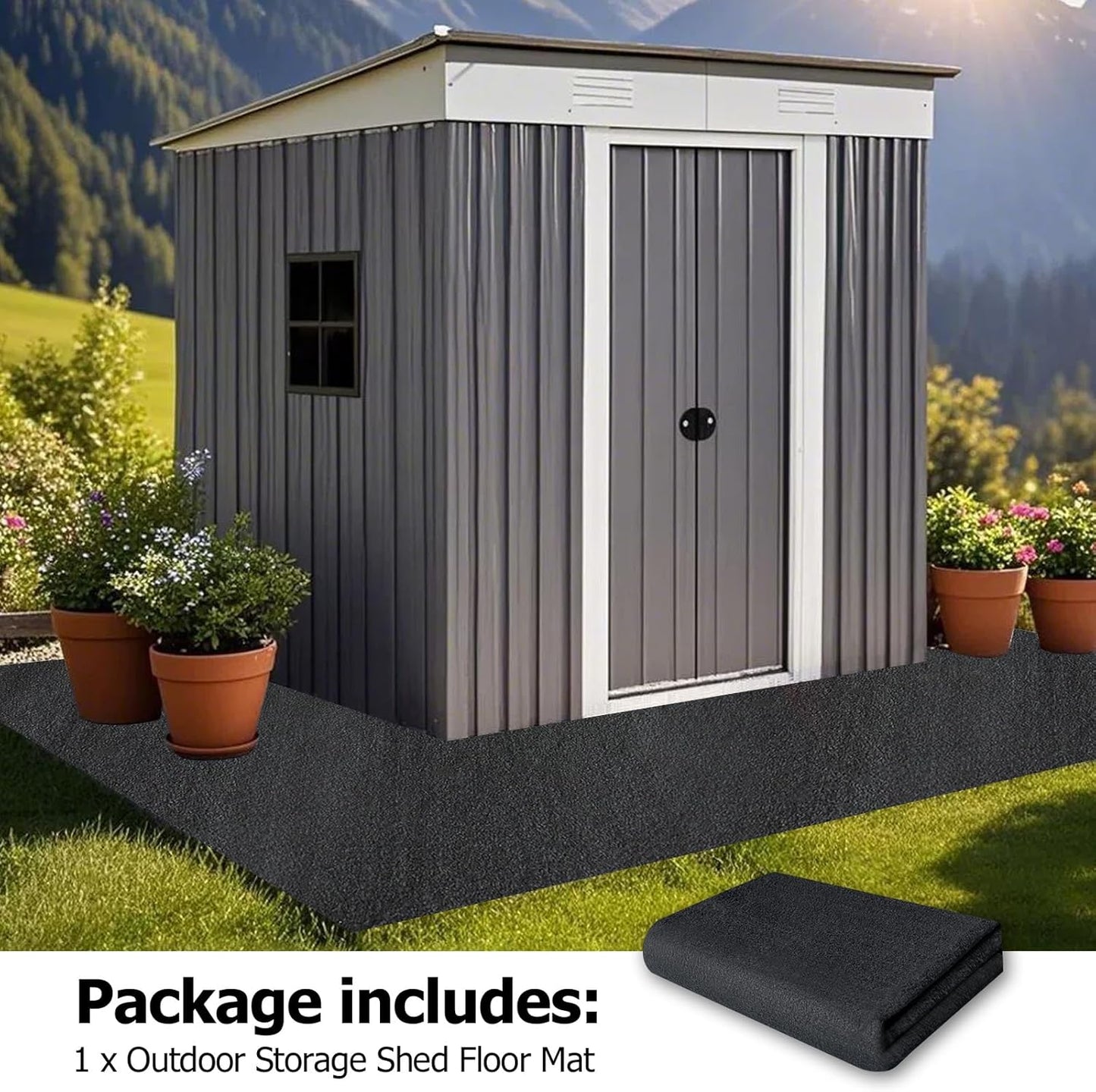 Outdoor Storage Shed Floor Mat, 6 * 8.2FT Waterproof Washable Garden Flooring Pad with Non Slip Backing, Soft Furniture Patio Covering Carport dust Oil Mat-Tool Shed, Storage Shed Not Included