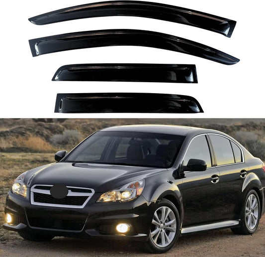 KPY Window Visor Compatible with Subaru Legacy 2010-2014, 4PC Rain Guard Side Window Vent Deflectors Tape-On Style, 2010 2011 2012 2013 2014