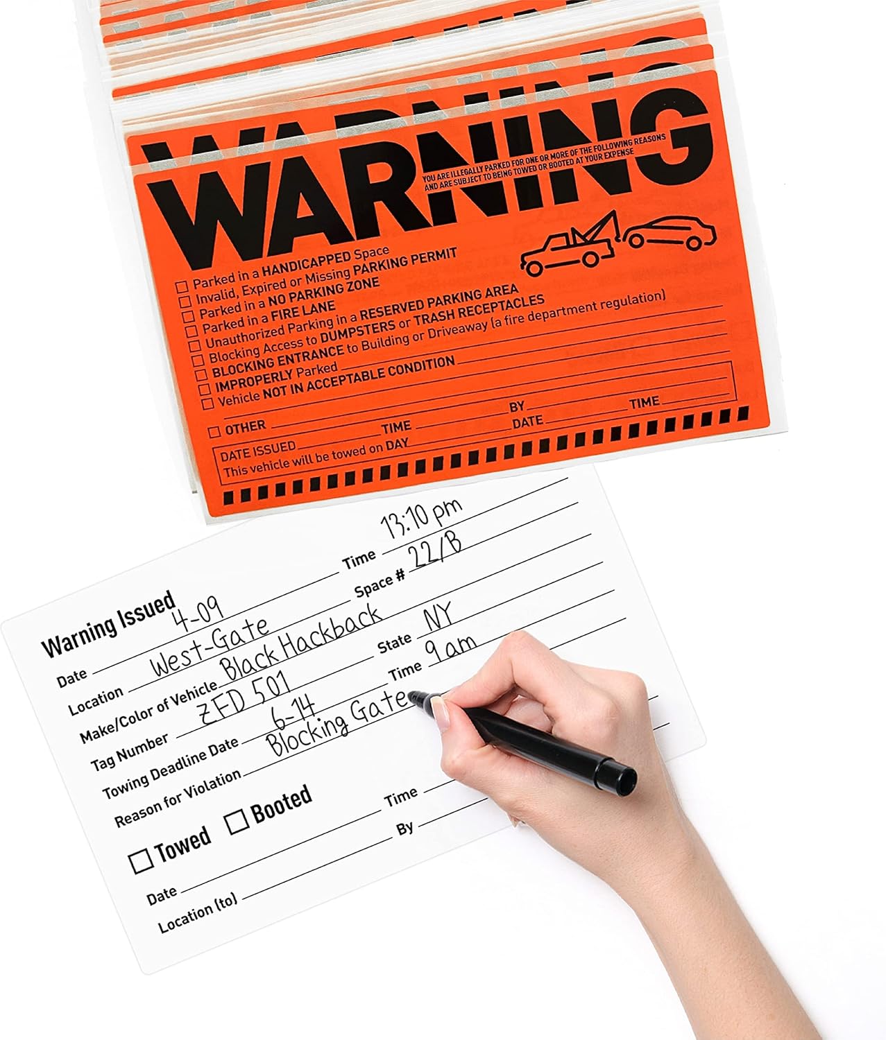 Easykart 500 Parking Violation Notice Stickers - Tow Warning Labels for Car Vehicle Private Parking - Adhesive Window Fluorescent Labels (10 Pack)