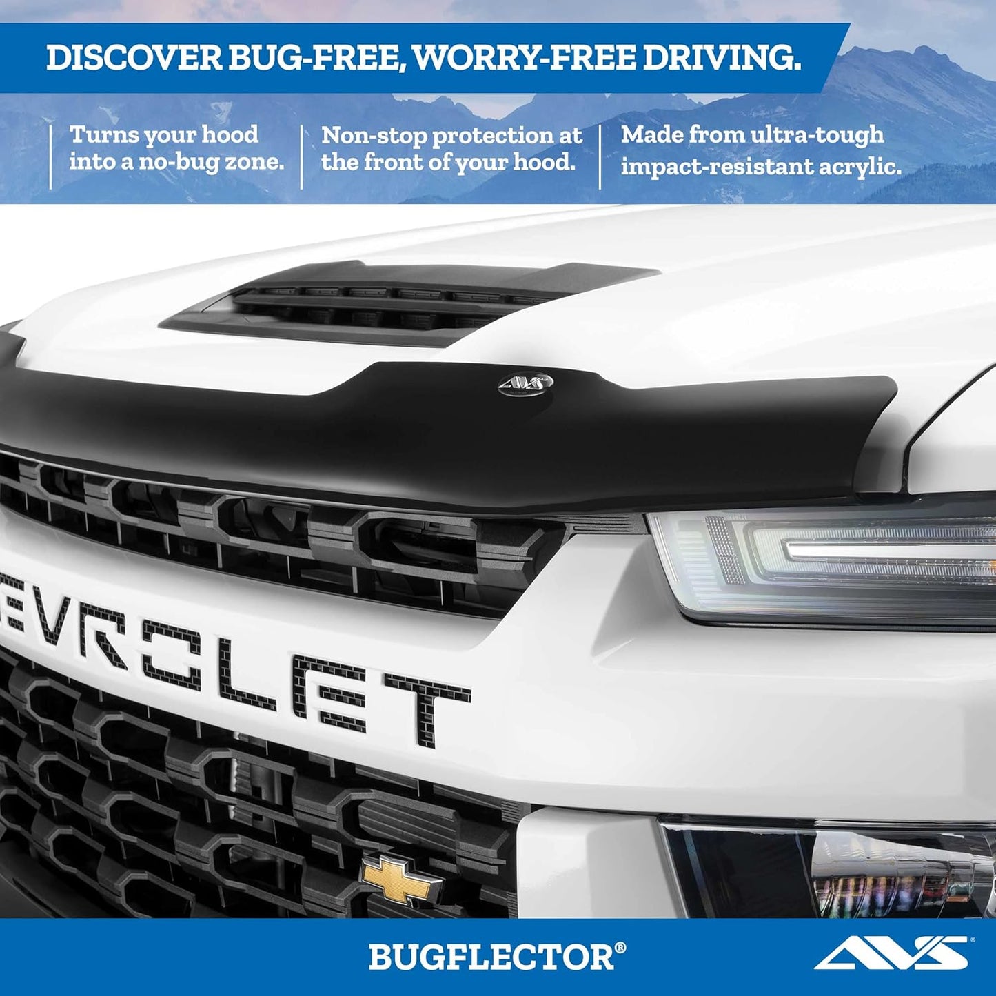 Auto Ventshade [AVS] Bugflector Hood Shield/Protector | Fits 2016-2023 Toyota Tacoma | High Profile Bug Deflector - 1 pc., Dark Smoke | 23681