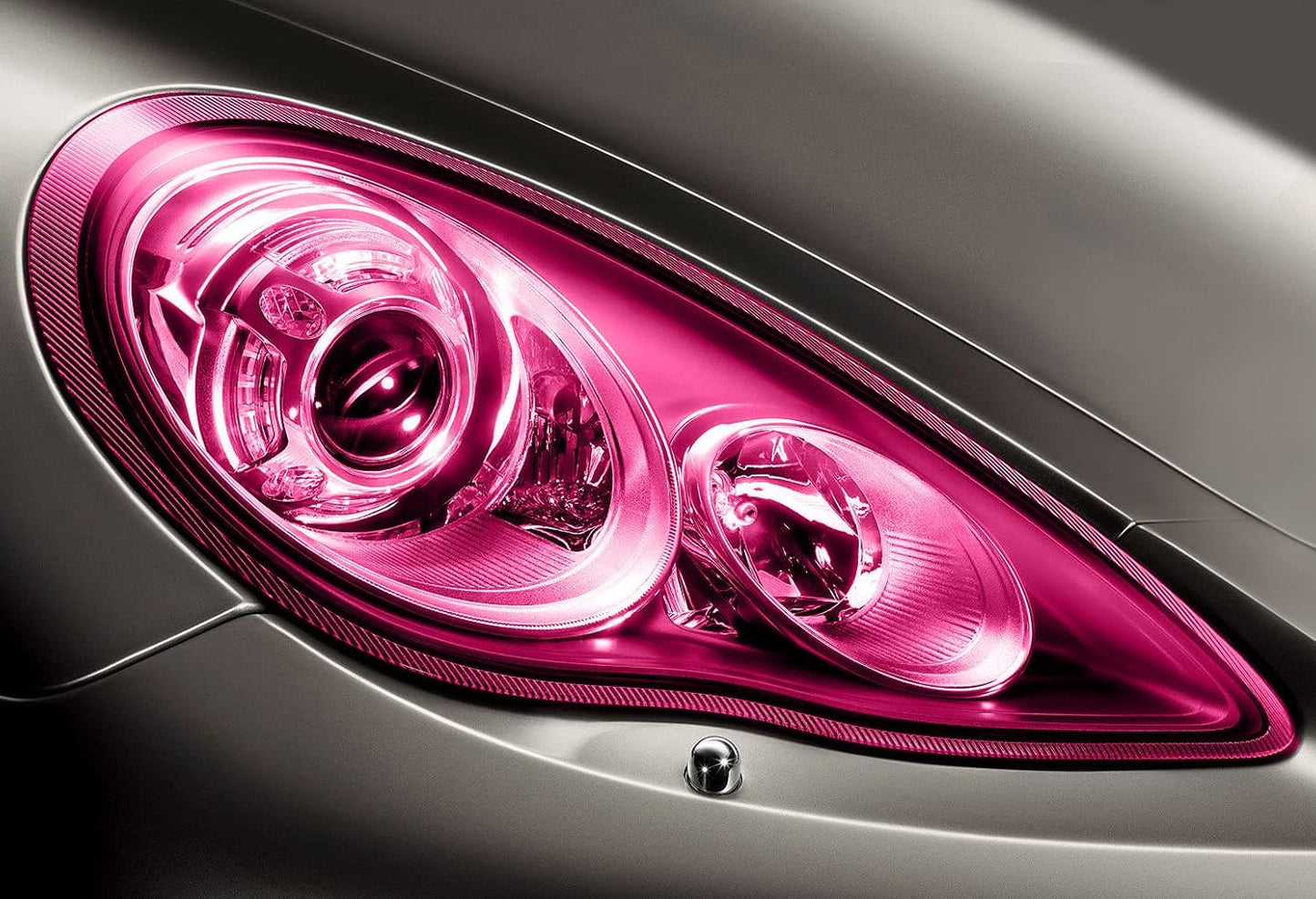 VViViD Extra-Wide Headlight Taillight Vinyl Tint Wrap 16 Inch x 48 Inch Roll Including Yellow Detailer Squeegee & 2X Black Felt Edge Decals (Pink)