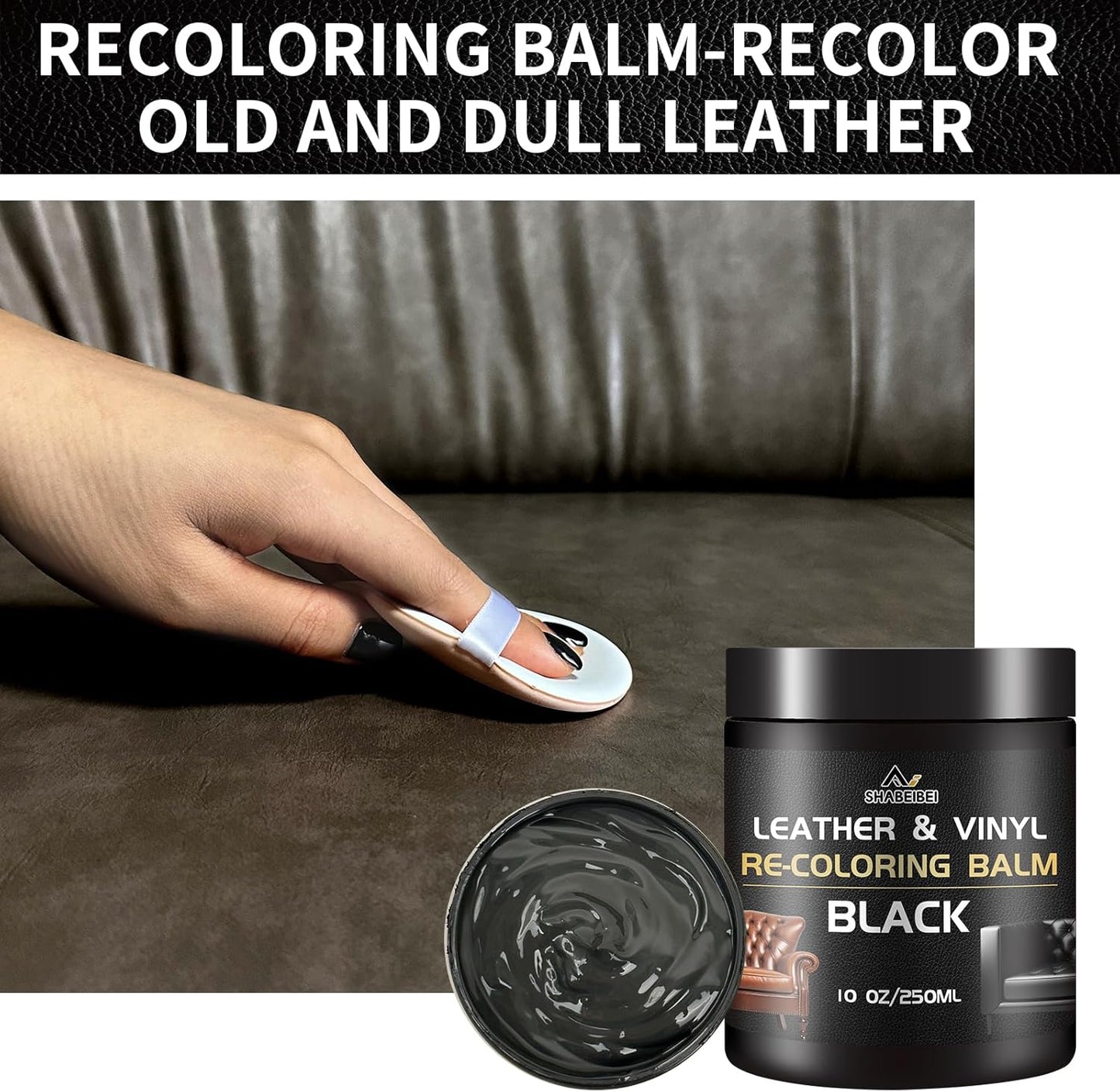 Leather Repair Kit Recoloring Balm Cleaner Conditioner Waterproof Beeswax Oil for Car Seat Furniture Couch Shoe Leather Vinyl(Dark Brown)