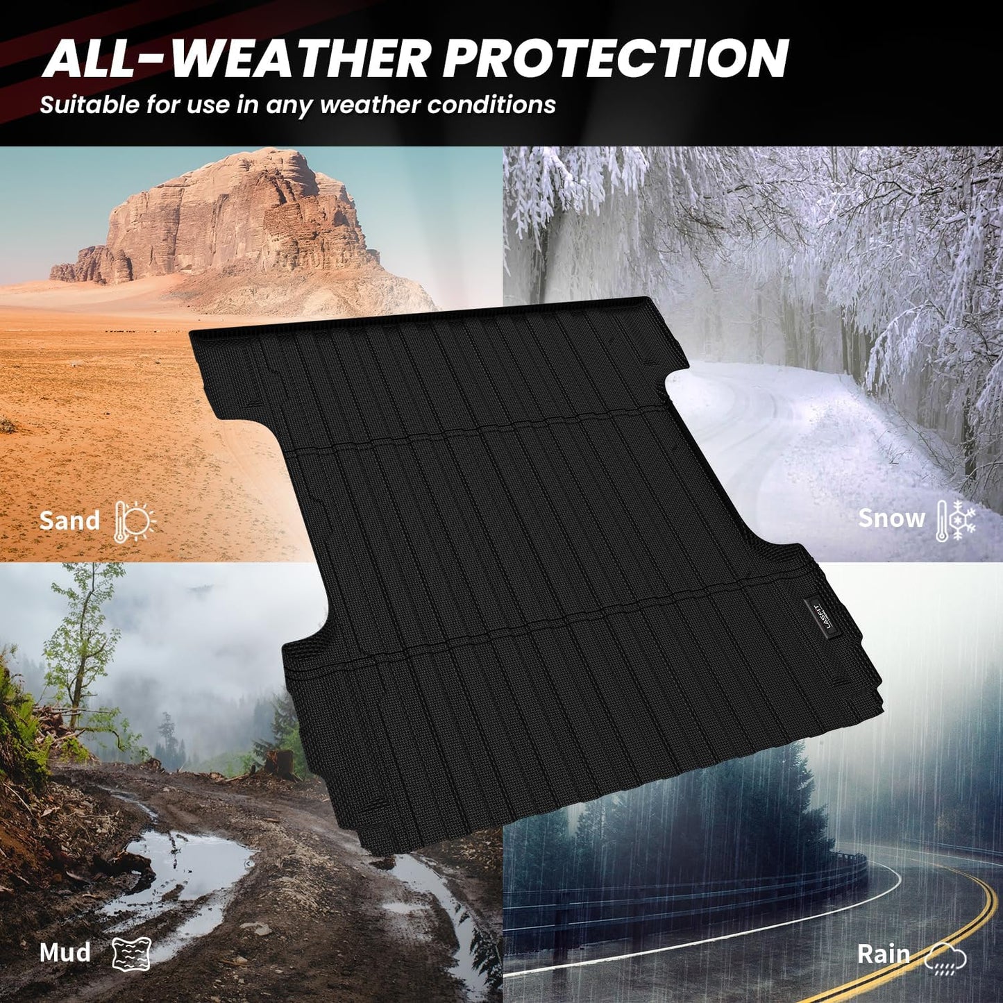 LASFIT Truck Bed Mat 2007-2018 (Only Fit 5.8 FT Bed, Not Fit 6.5FT/8.1FT Bed) for Chevrolet Silverado/GMC Sierra 1500, All Weather TPE Custom Fit Bed Liner, 2007 New Body Only, 1PC Black