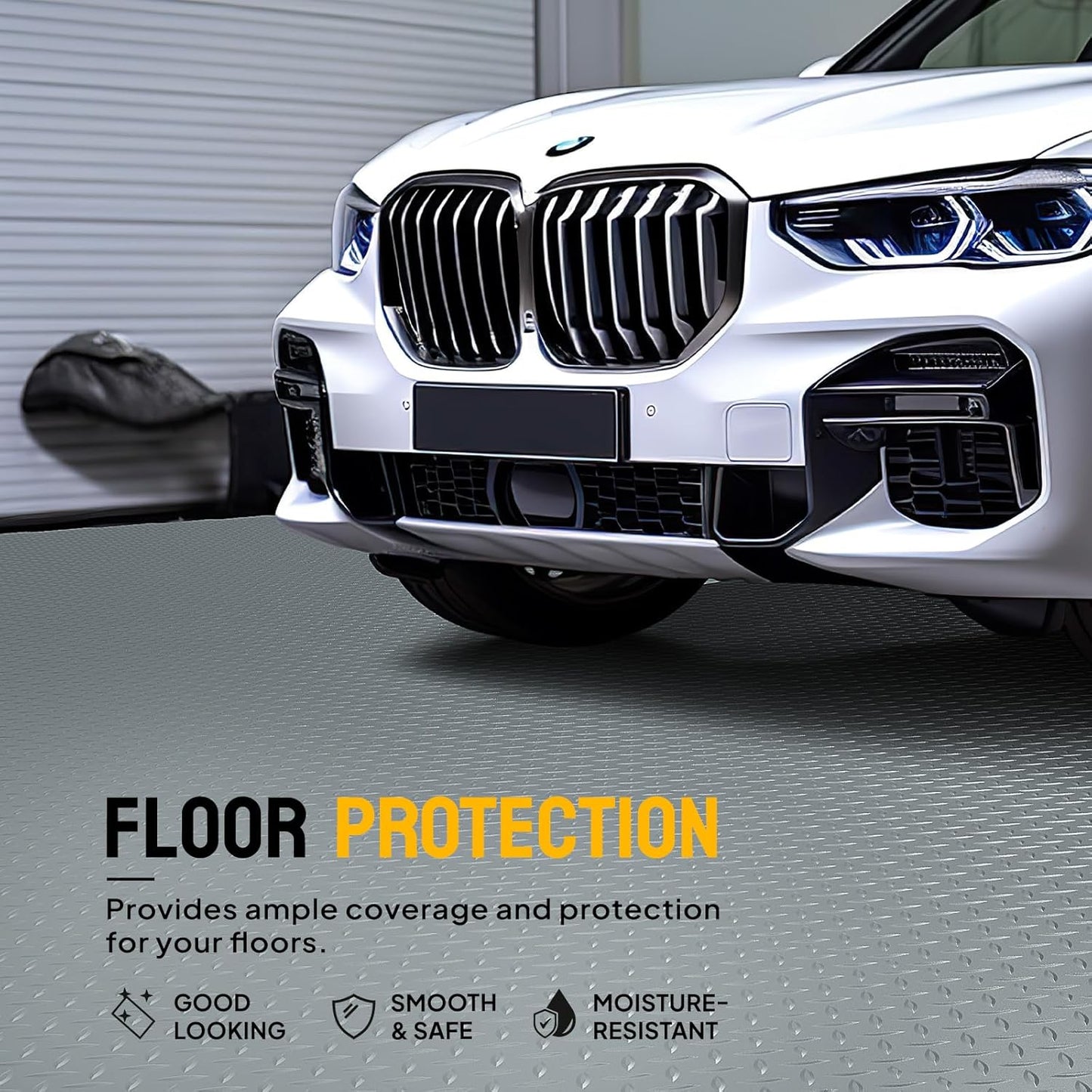 TUFFIOM 7.5 x 20 FT Garage Floor Mat, Thickened Diamond Plate PVC Garage Mats Flooring Roll for Under Car, Garage Parking Mats for Floor Large SUVs, MPV, Pickup Truck