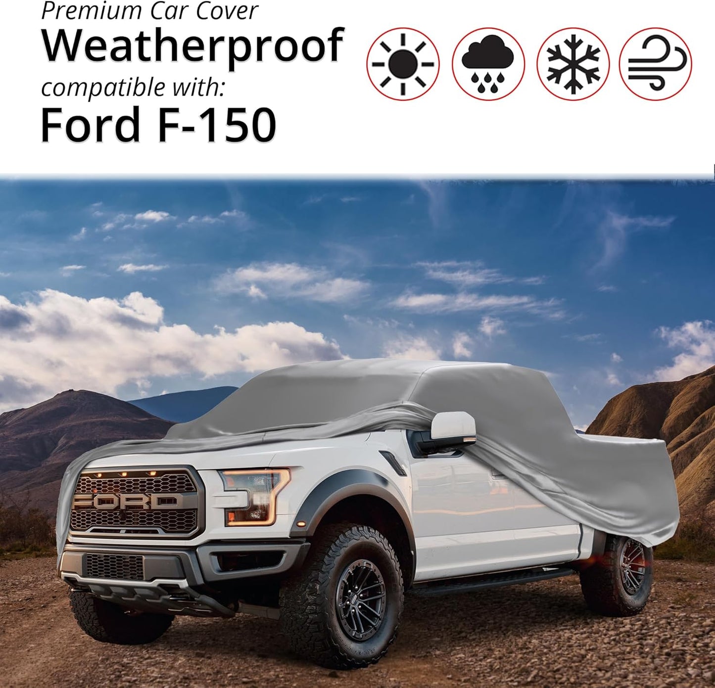 Car Covers Weatherproof Max Truck Cover & Warranty Compatible with Ford 1990-2019 F-150 Regular Cab, 6.5 with Camper Shell– Outdoor Cover, Prevents Theft with Cable Lock