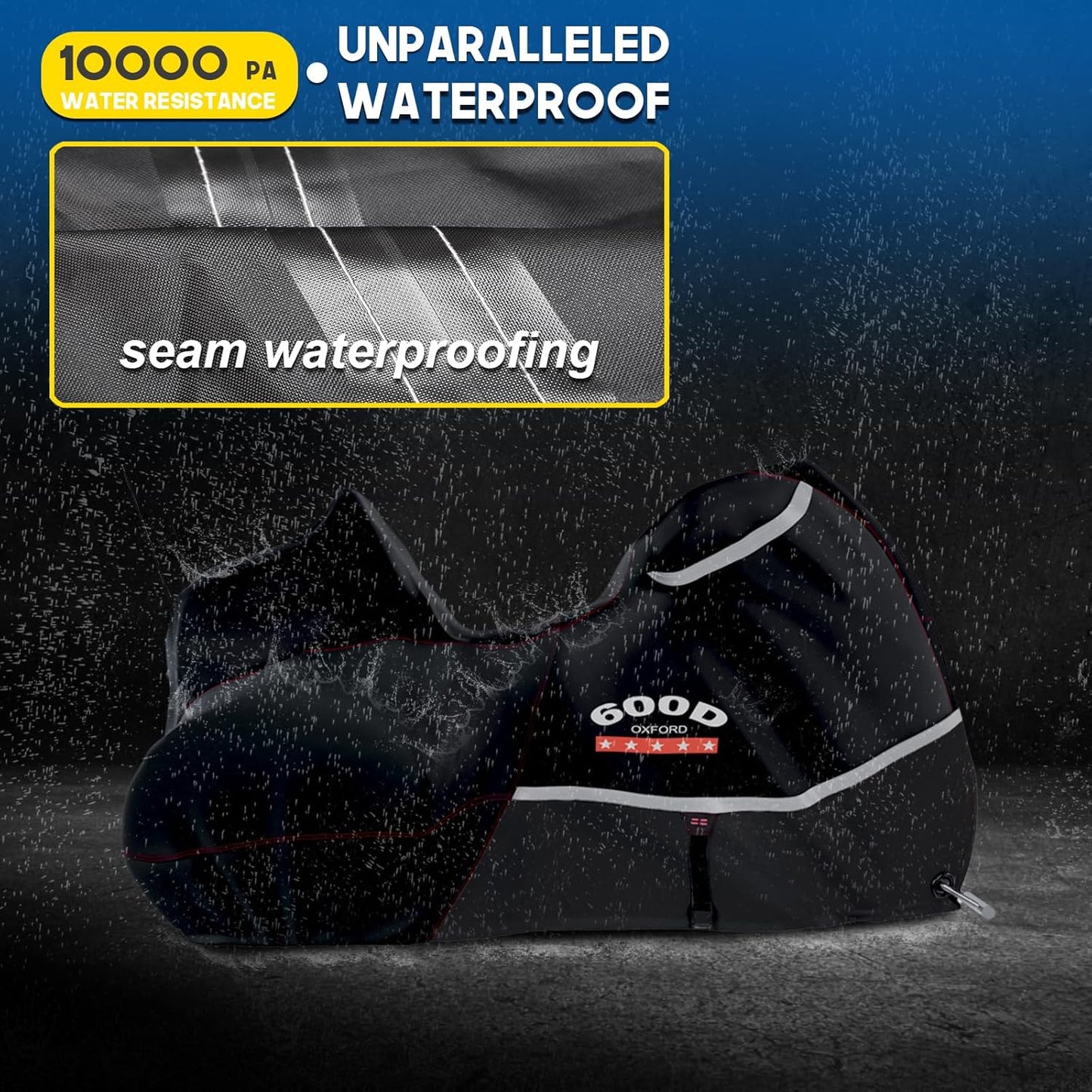 Rosefray Trike Cover,Motorcycle Cover Heavy Duty 600D Waterproof for Trike Models, Tri Glide, and CVO Version, Trike Goldwing, Chidftain, Challenger, Elite Storage, Black