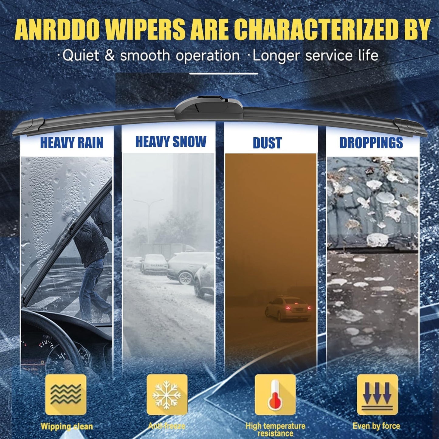 3 wipers Replacement For 2005 2006 2007 2008 2009 2010 Jeep Grand Cherokee Windshield Wiper Blades Set Original Equipment - 21"+21"+14" (Set of 3) U/J HOOK