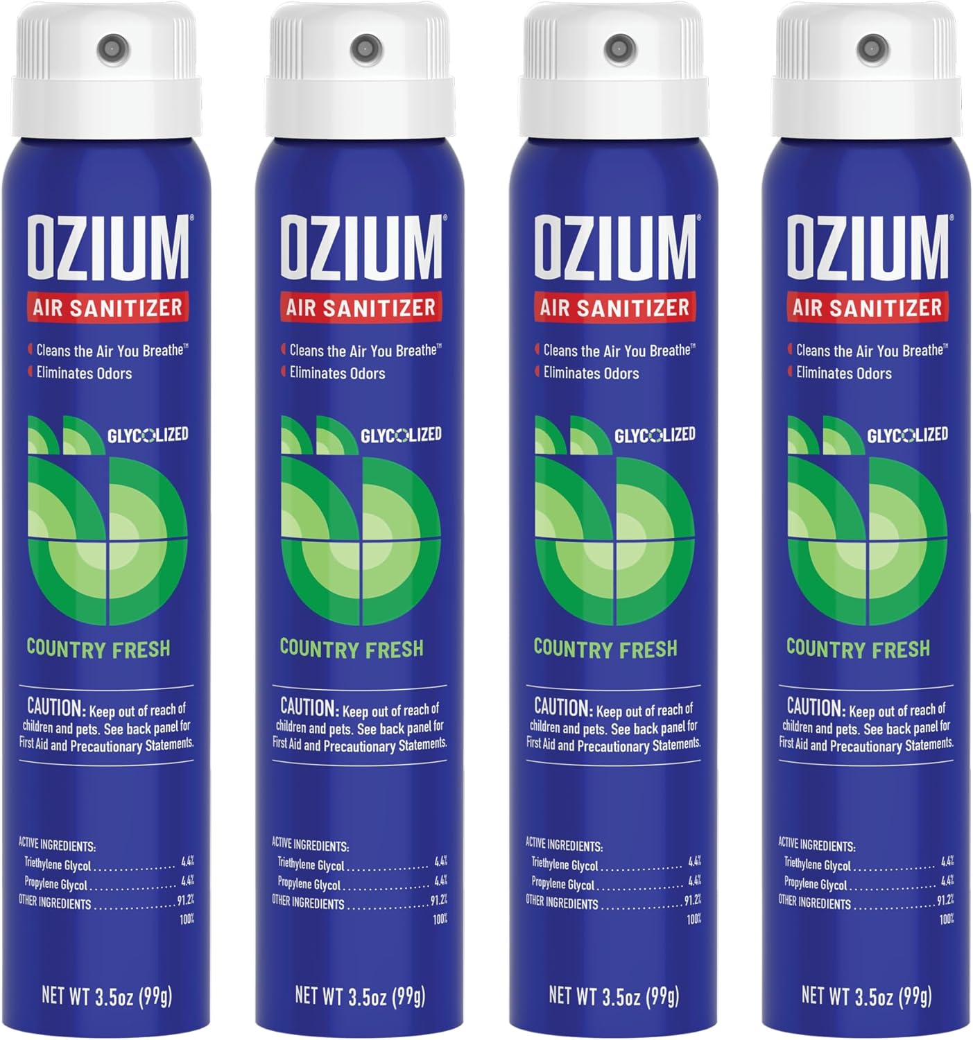 Ozium Air Sanitizer & Odor Eliminator for Homes, Cars, Offices and More, Country Fresh, 3.5 Ounce (Pack of 4)