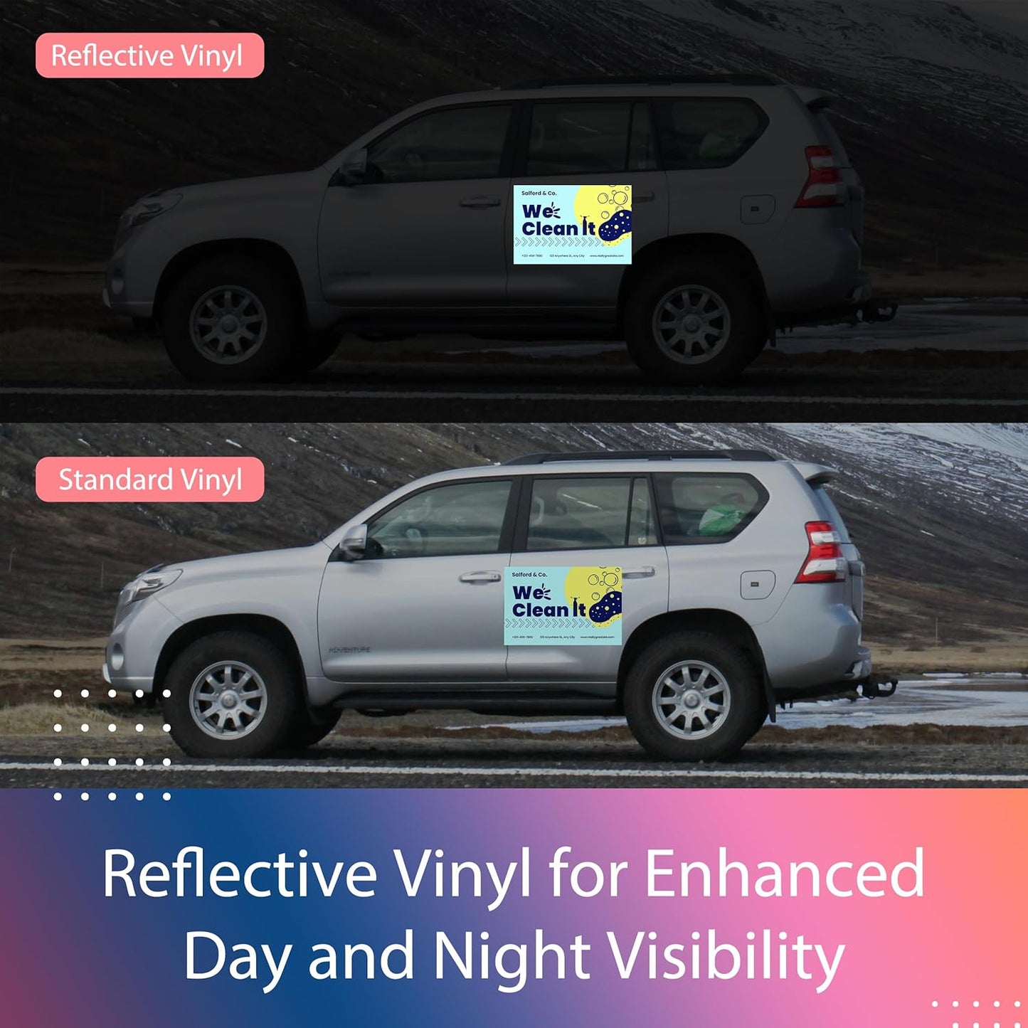 Custom Magnetic Bumper Stickers 2 Pack | Personalized Logo, Text, and Image Reflective Magnetic Signs for Vehicles | Effective Advertising Signs | Various Size | Weather-Resistant-3.5x12in