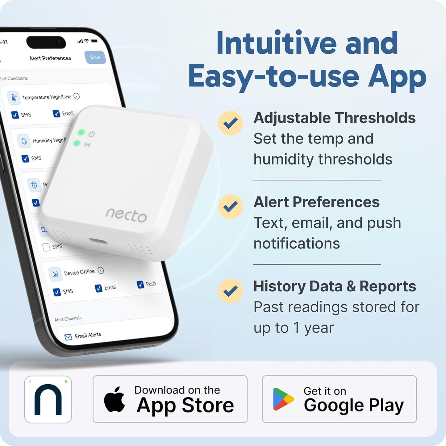 Necto Cellular Temperature Monitor- RV Pet Safety Temp Monitoring System. Remote Power Outage & Humidity Sensor with App Alerts for Car, Camper, Home & Server Room. (2 Year Subscription Included)