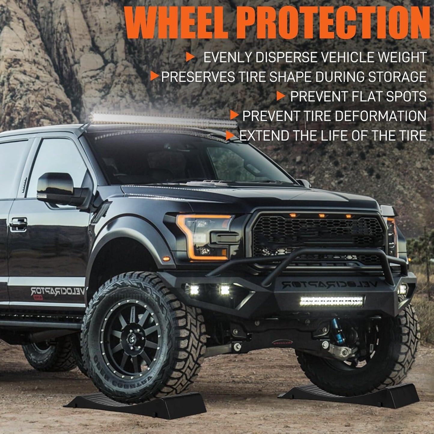 Tire Saver Ramps Anti-Slip Pads Design, 4 Pack Car Tire Wheel Ramps with Carrying Bag for Flat Spot and Flat Tire Prevention, Tire Savers for Storage, Easy to Store