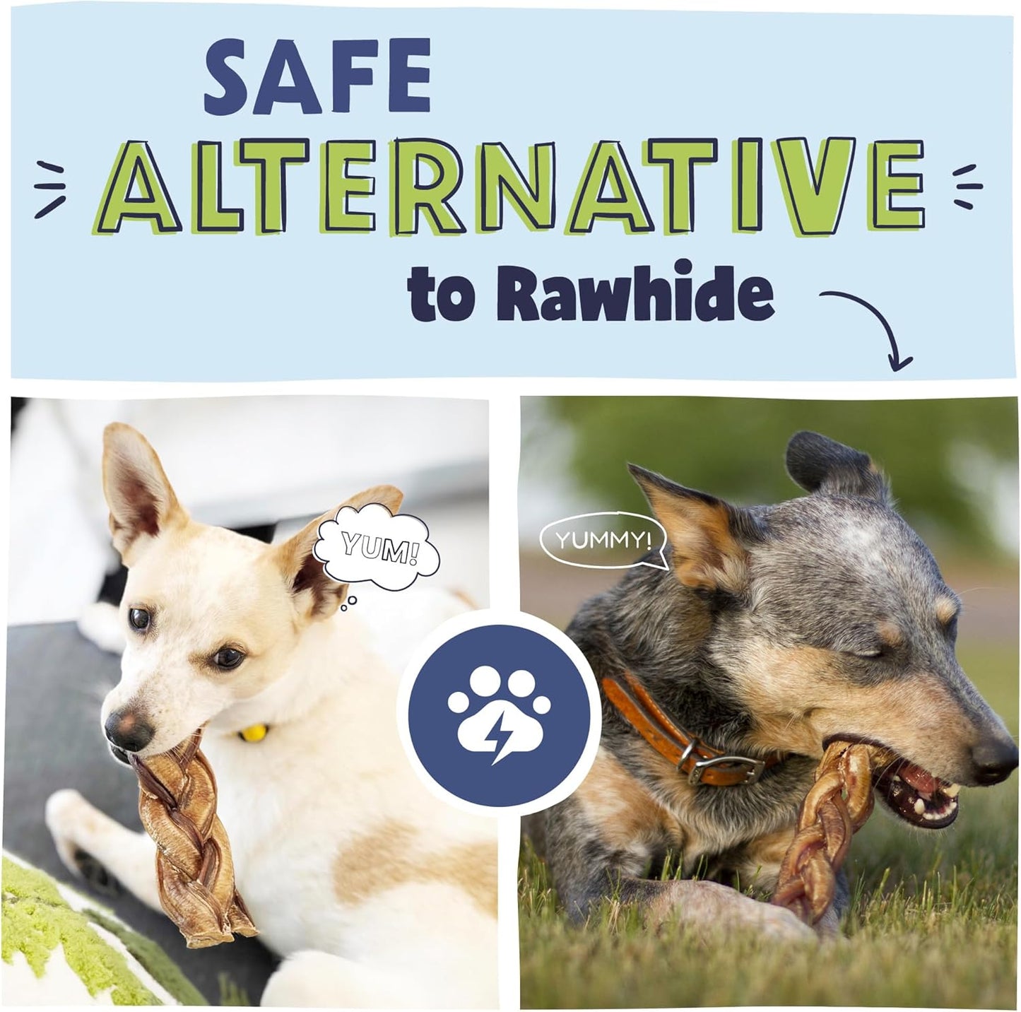 Pawstruck Natural 5” Braided Bully Sticks for Dogs, Tough Long-Lasting, Rawhide-Free, Low Odor, Healthy Single Ingredient Chew Treat for Aggressive Chewers, 10 Count, Packaging May Vary