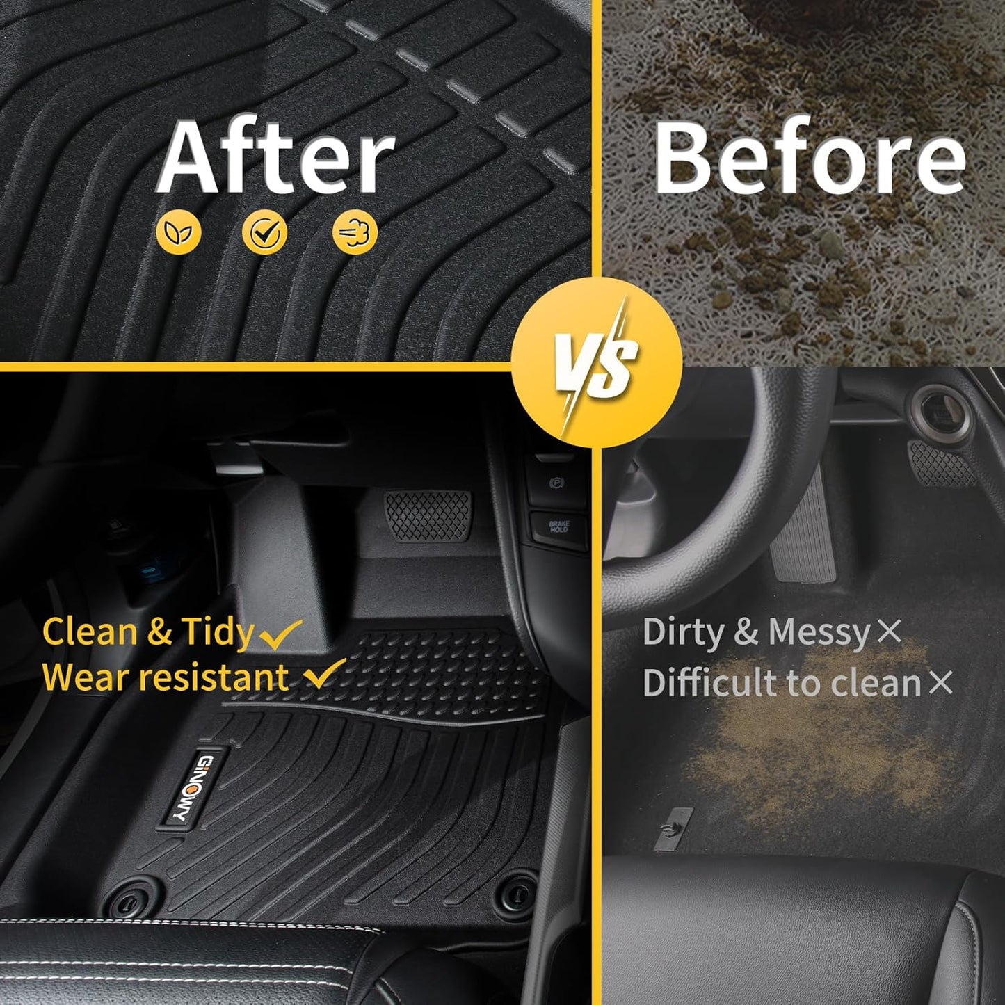 GINOWY- Floor Mats & Cargo Liner for Mazda CX50 Hybrid 2025, TPE All Weather Mats Floor Liners CX-50 2025 Waterproof Non-Slip Trunk Mat CX50 Automotive Accessories Mats Black