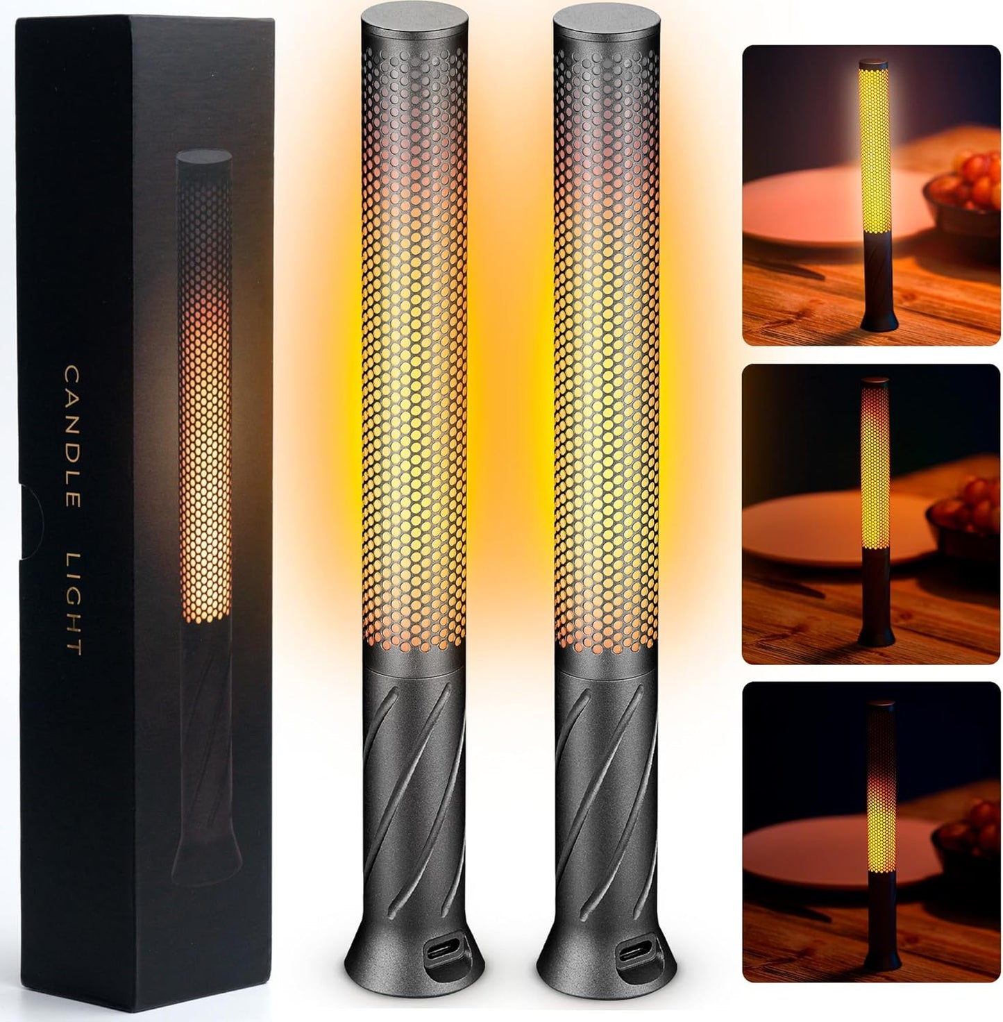 LED Candle Light, Cordless Table Lamps, Bedside Lamps w/2 Modes, Rechargeable Candlestick, Modern Table Lamp w/2600 mAh Battery, Small Table lamp, nightstand lamp, Bedroom lamp