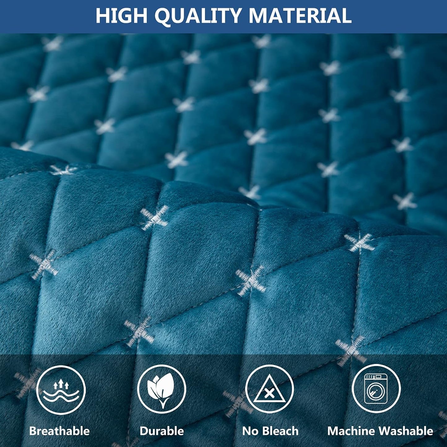 Eismodra Couch Cover,Sectional Couch Covers,Sofa Covers for 3 Cushion Couch,Anti-Slip Sofa Slipcovers for Dogs Cats Kids Loveseat Recliner L Shaped Armrest Backrest,Blue 43''x70''(Only 1 Piece)