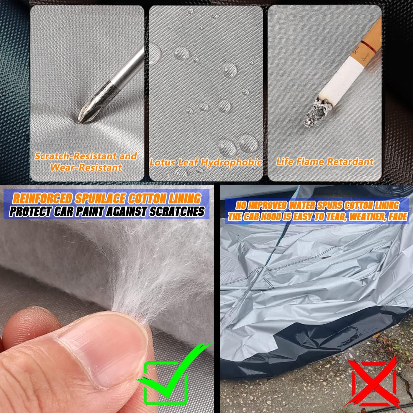 Breathable New Material, Waterproof Car Cover, Locks and Zipper Doors, Sunscreen Waterproof UV Prevention Snowproof Wind and Windproof,Suitable for Indoor Outdoor,for Sedan (197" to 208") B4