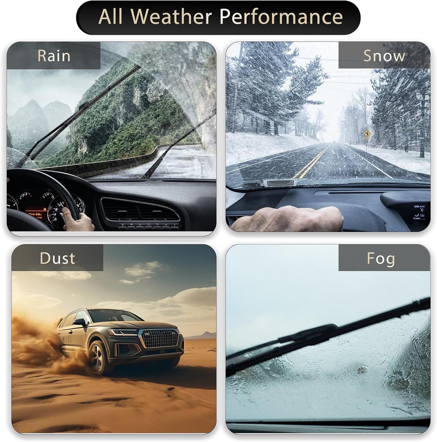 Windshield Wipers, 26"+17" Wiper Blades, Compatible with Subaru Forester 2024-2019, Cadillac SRX 2016-2010, BMW M6 2019-2014 Windshield Wiper Blades, Double Service Life (Set of 4)