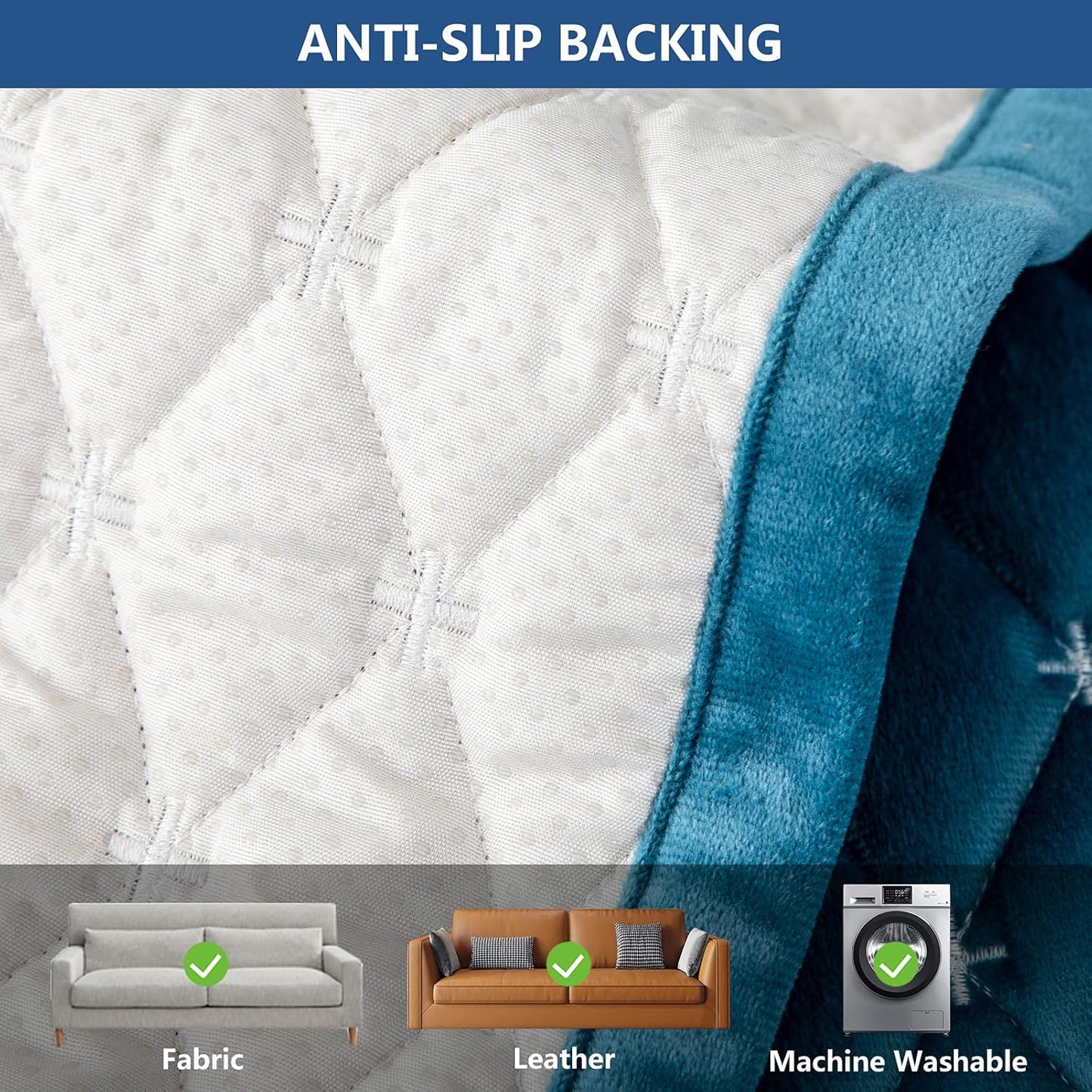 Eismodra Couch Cover,Sectional Couch Covers,Sofa Covers for 3 Cushion Couch,Anti-Slip Sofa Slipcovers for Dogs Cats Kids Loveseat Recliner L Shaped Armrest Backrest,Blue 36''x82''(Only 1 Piece)