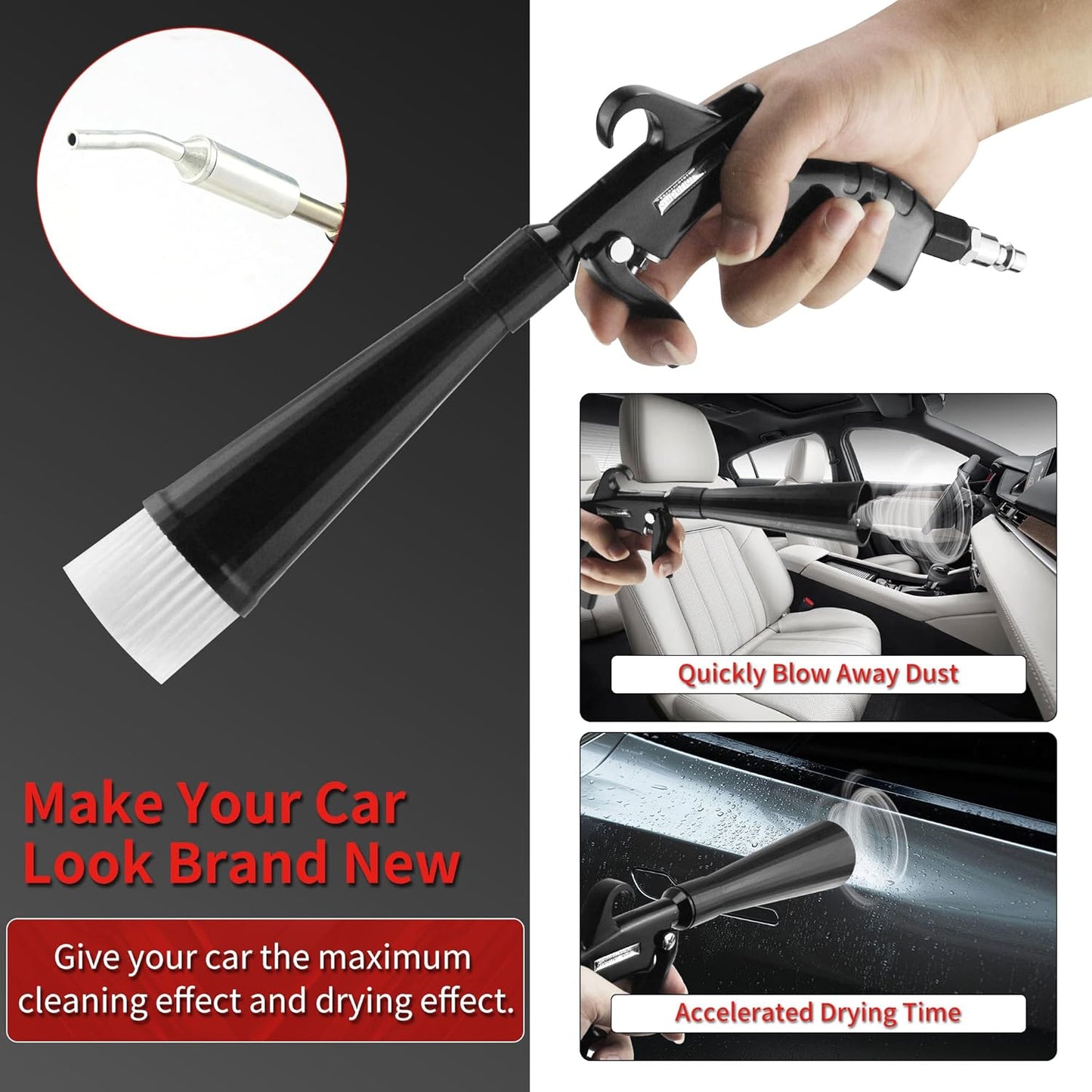 HANDY High Pressure Car Interior Cleaning Gun Interior Dryer Hair Dryer Car Detail Gun Fast Drying Blows Away Dust and Dirt Using Air