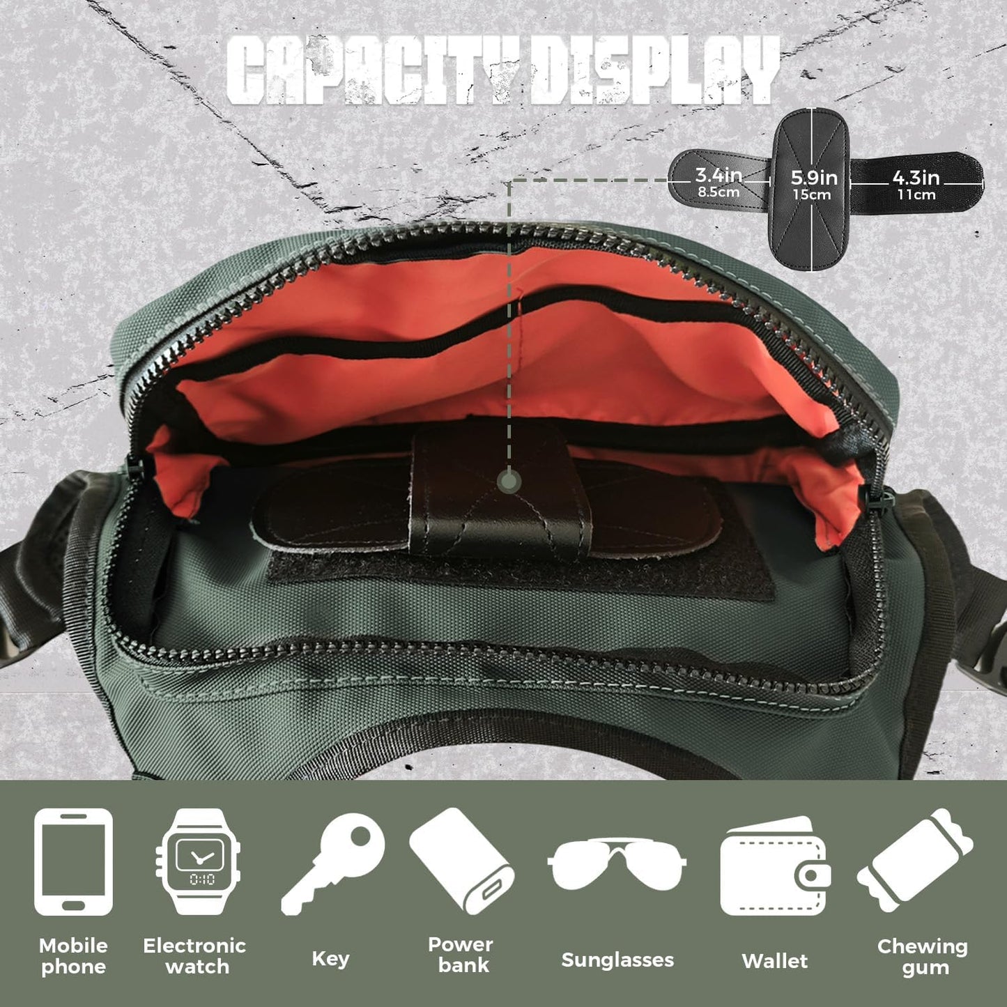 Outdoor Chest Bag For Men, EDC Chest Pack With Built-In Phone Holder, Lightweight Chest Rig Pouch