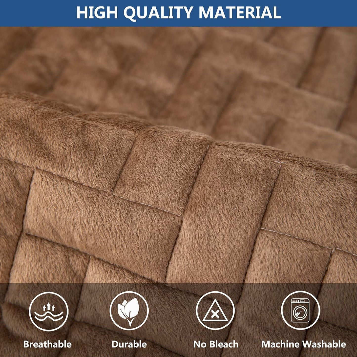 Eismodra Couch Cover,Sectional Couch Covers,Sofa Covers for 3 Cushion Couch,Anti-Slip Sofa Slipcovers for Dogs Cats Kids Loveseat Recliner L Shaped Armrest Backrest,Brown 36''x63''(Only 1 Piece)