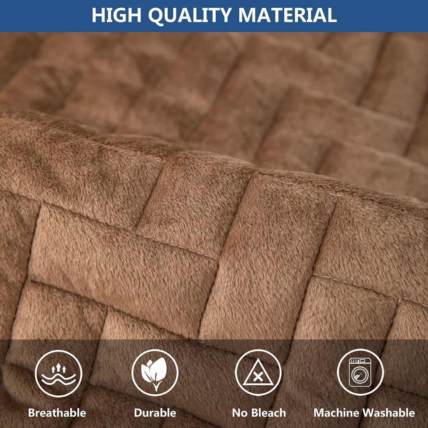 Eismodra Armrest Covers,Couch Cover,Sofa Cover,Backrest Covers,Anti-Slip Armchair Slipcovers for Dogs Cats Pet Loveseat Recliner Leather L Shaped,Brown 28 x 28 Inches (Only 1 Piece)