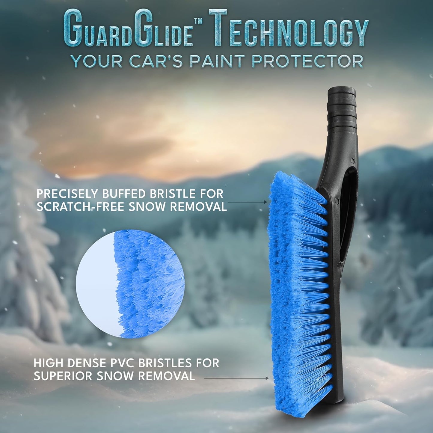 EcoNour 27" Aluminum Car Snow Scraper and Brush | Weaved Bristle Head with Metal Body Ice Scraper for Car Windshield | Tough Show Shovel with Ergonomic Foam Grip Winter Accessory