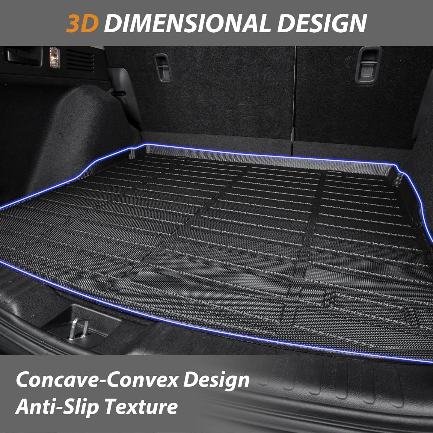 AIPOIL® Floor Mats & Cargo Liner Set for 2021-2023 Hyundai Santa FE All Weather Protection TPE Anti-Slip Automotive Full Set Custom Car Mats Accessories - Black