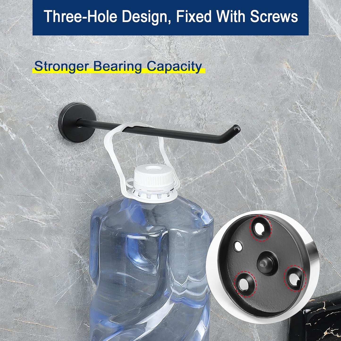 NearMoon Coat Hooks, Wall Hooks for Hanging Hat Hurse Robe, 304 Stainless Steel Heavy Duty Towel Hangers for Bathroom Livingroom Hotel Kitchen Garage, 6 Pack (8 Inch, Matte Black)