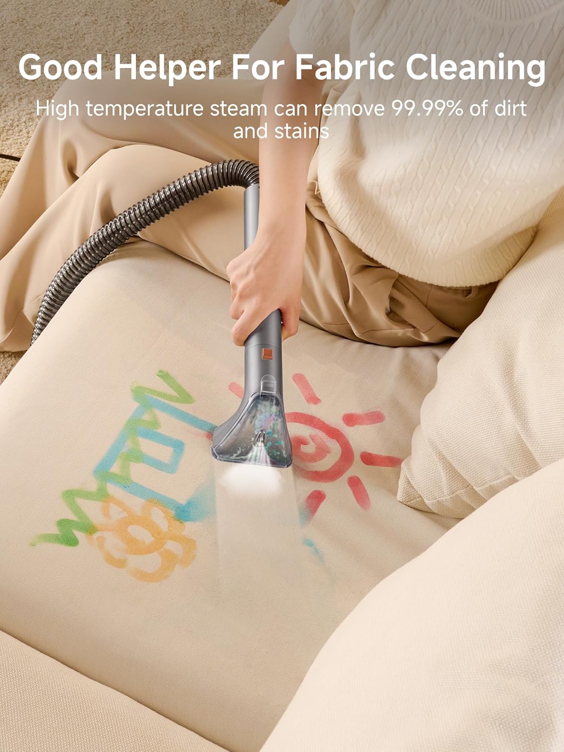 uwant Portable Carpet Cleaner with Steam& HeatingSystem, 18Kpa Powerful Suction Carpet Cleaner Machine with Exclusive Tools 2in1 Upholstery Steam Cleaner Machine (Grey)