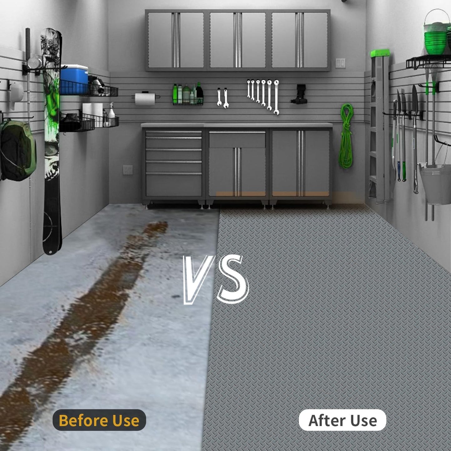 Premium Garage Floor Mat, Commercial Grade Heavy Duty Parking Mat for Garage Floor, Golf Cart Parking, Water/Stain Resistant Floor Runner (Grey Diamond, 4 x 6.5 Feet)