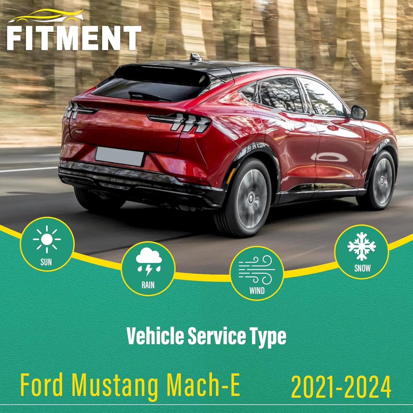 24" 20" 15" Windshield Wiper Blades Replacement for Ford Mustang Mach-E 2021 2022 2023 2024 Mustang Mache Premium All Weather Front Rear Wipers Set - OEM Quality (Pack of 3)