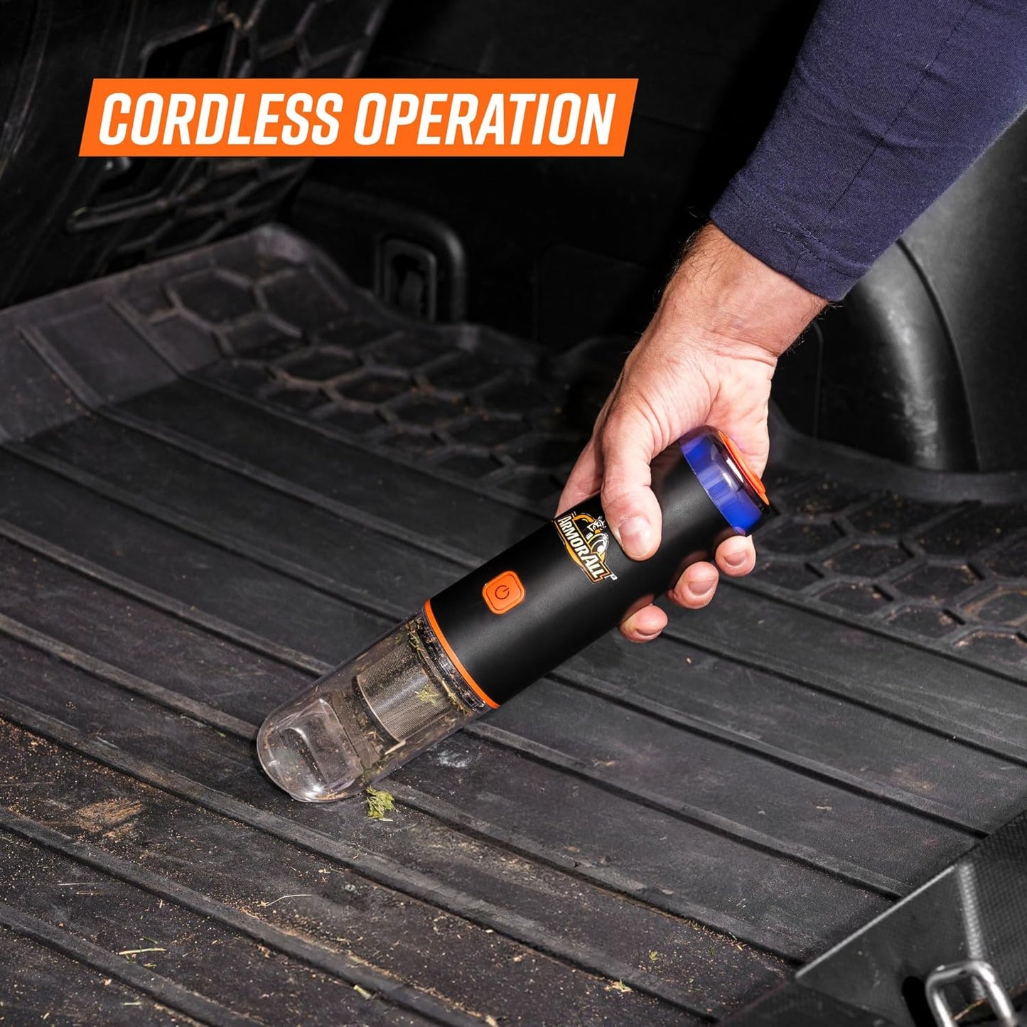 Armor All AA07V2 0901 Cordless Car Vacuum Handheld Mini Vacuum Cleaner for Car Interior Home, Orange