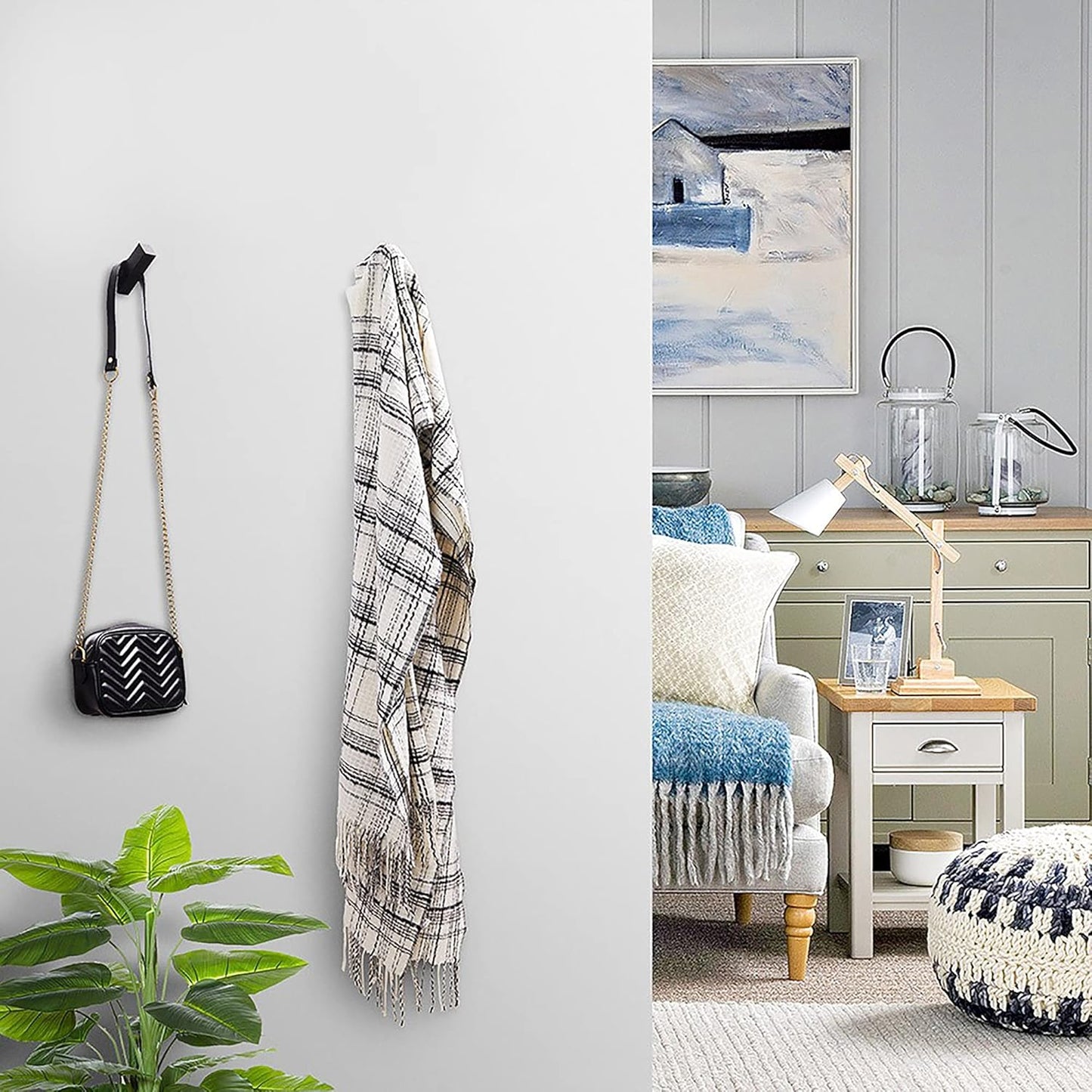 NINETREX Black Towel Hooks Matte Black Robe Hook, Modern Towel Hooks SUS 304 Stainless Steel Heavy Duty Wall Hooks Waterproof for Bathroom Bedroom Entryway Coat mudroom Garage, Wall Mounted 2 Pack