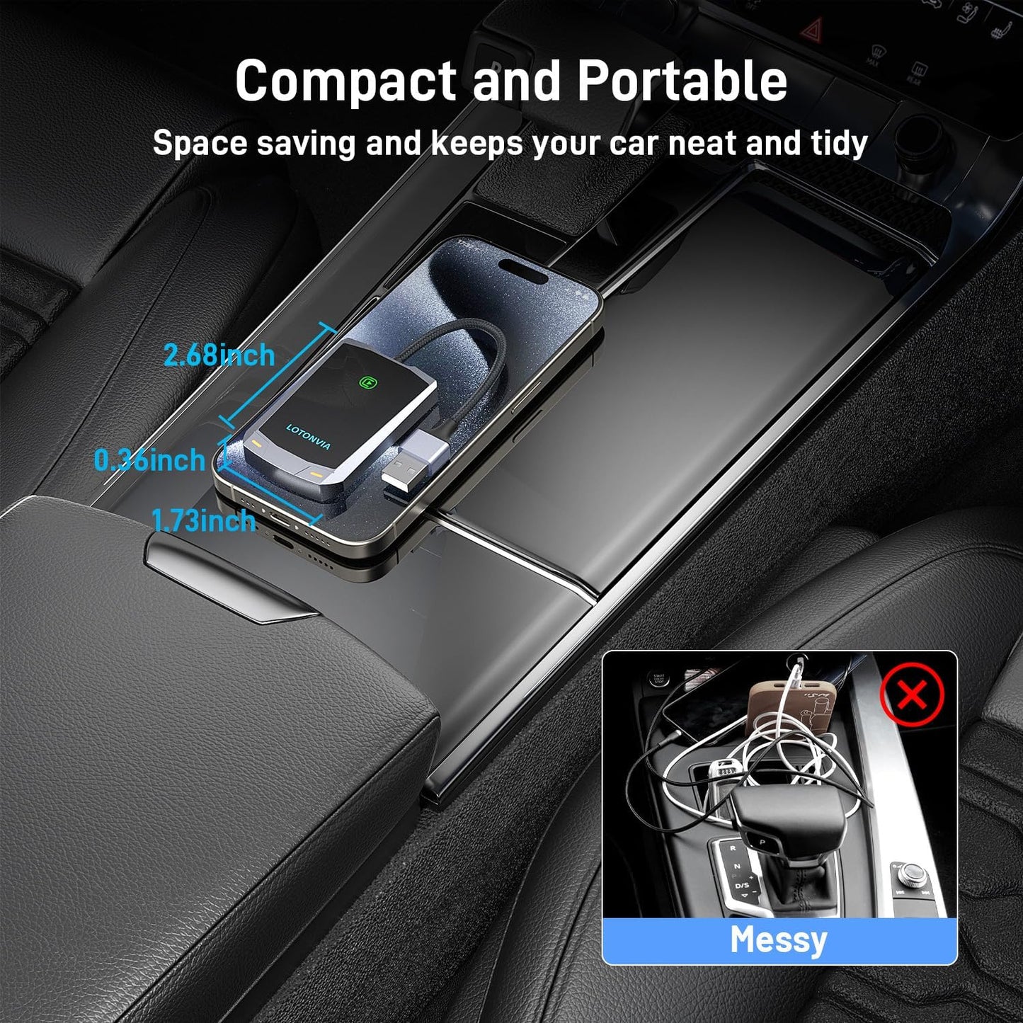 Wireless CarPlay Adapter for iPhone, Upgraded 5.8GHz Carplay Wireless Adapter Converts Wired to Wireless, Plug & Play, No Latency, Fast Stable Connect to iPhone iOS 10+, Fit for Cars from 2015