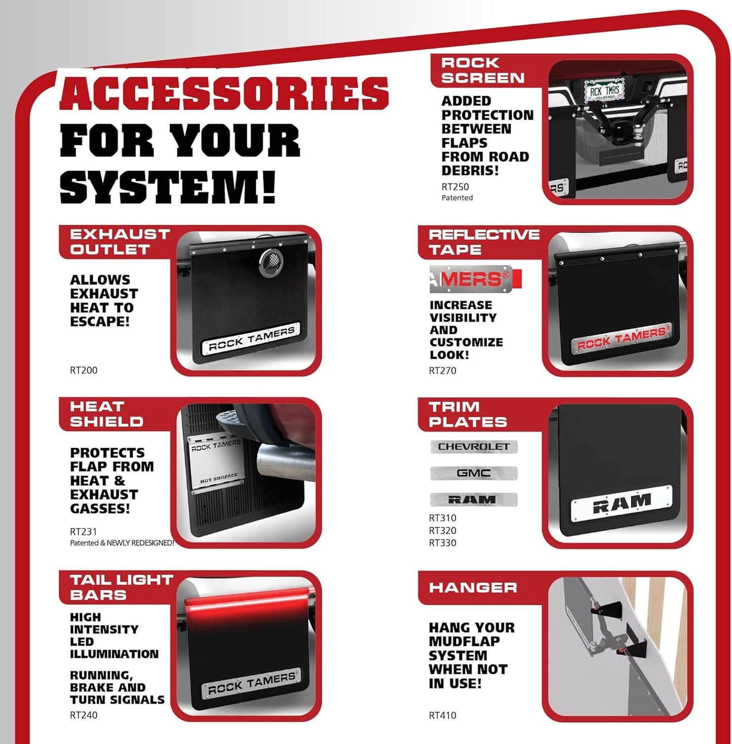 Rock Tamers 3" Official Mudflap System 00112 - 3" Hitch Receiver, Check Measurements - Hitch Mounted Mud Flaps to Protect What You Tow - Removeable and Adjustable - Black/Stainless Steel - 1 System