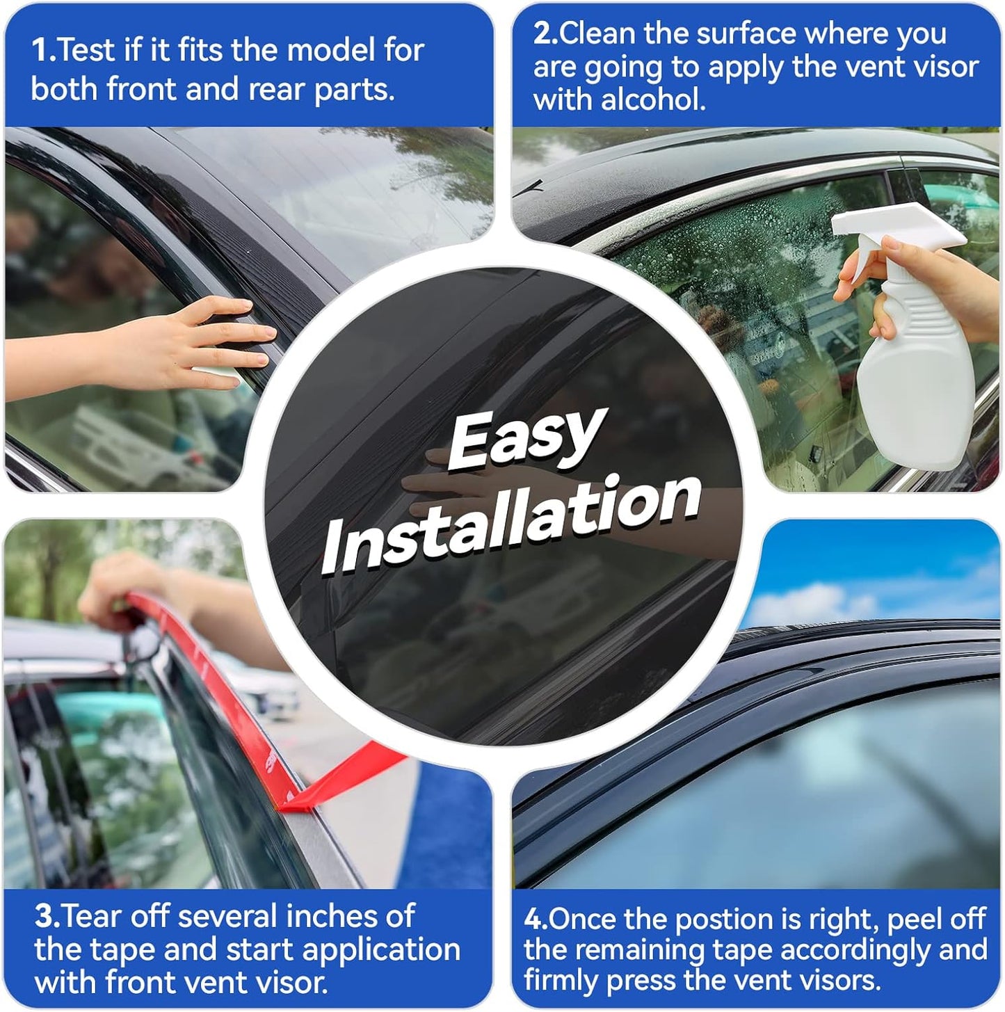 Window Visors Rain Guards Shield for 2013 2014 2015 2016 2017 2018 2019 Ford Escape, Out-Channel Window Vent Wind Deflectors Visors Shades for 13-19 Escape