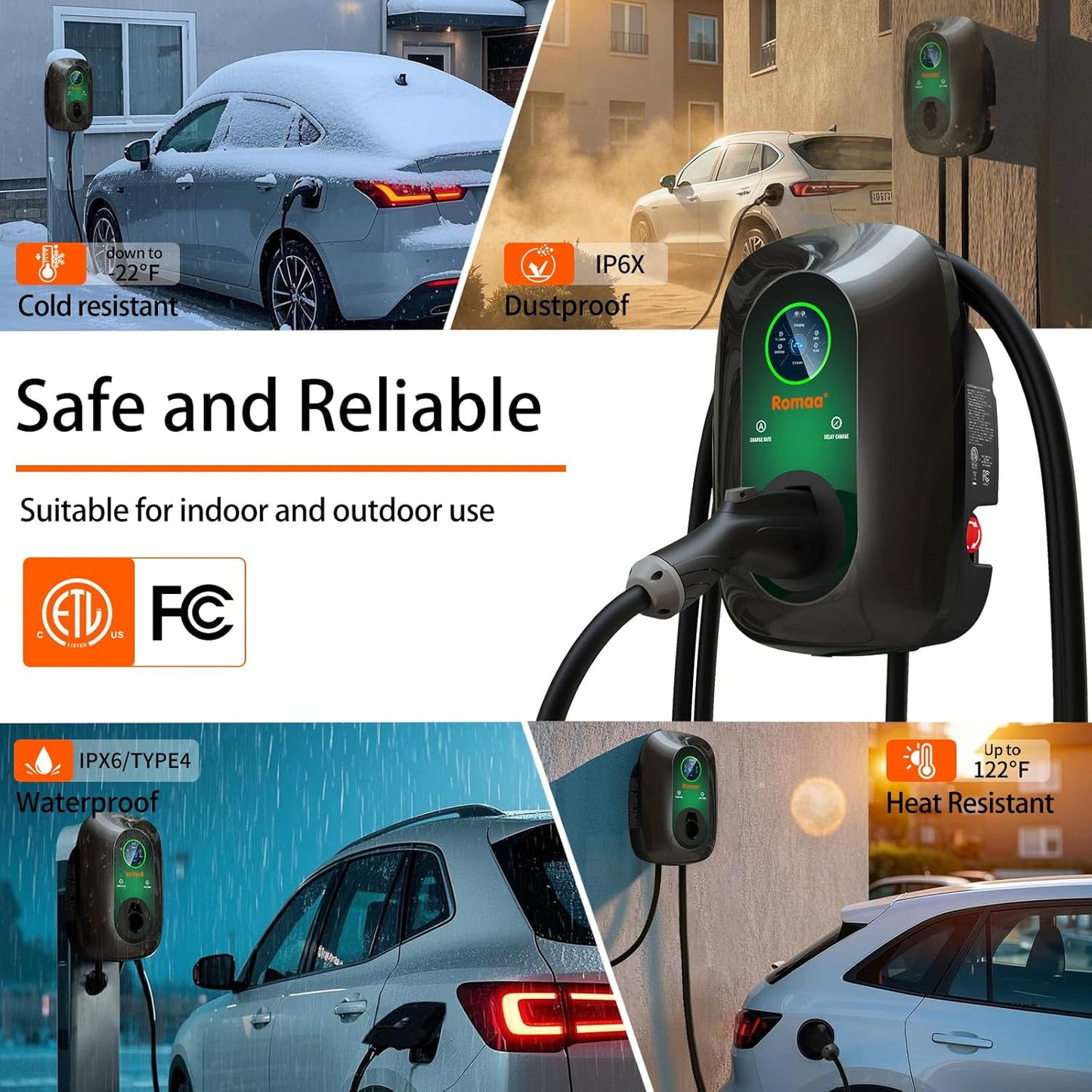 Level 2 EV Charger 48 Amp, J1772 Charger, Hardwired Electric Car Charger, APP Control, 25ft Cable, Wall Mount EV Charger Level 2 for Home, Electric Vehicle Charging Station