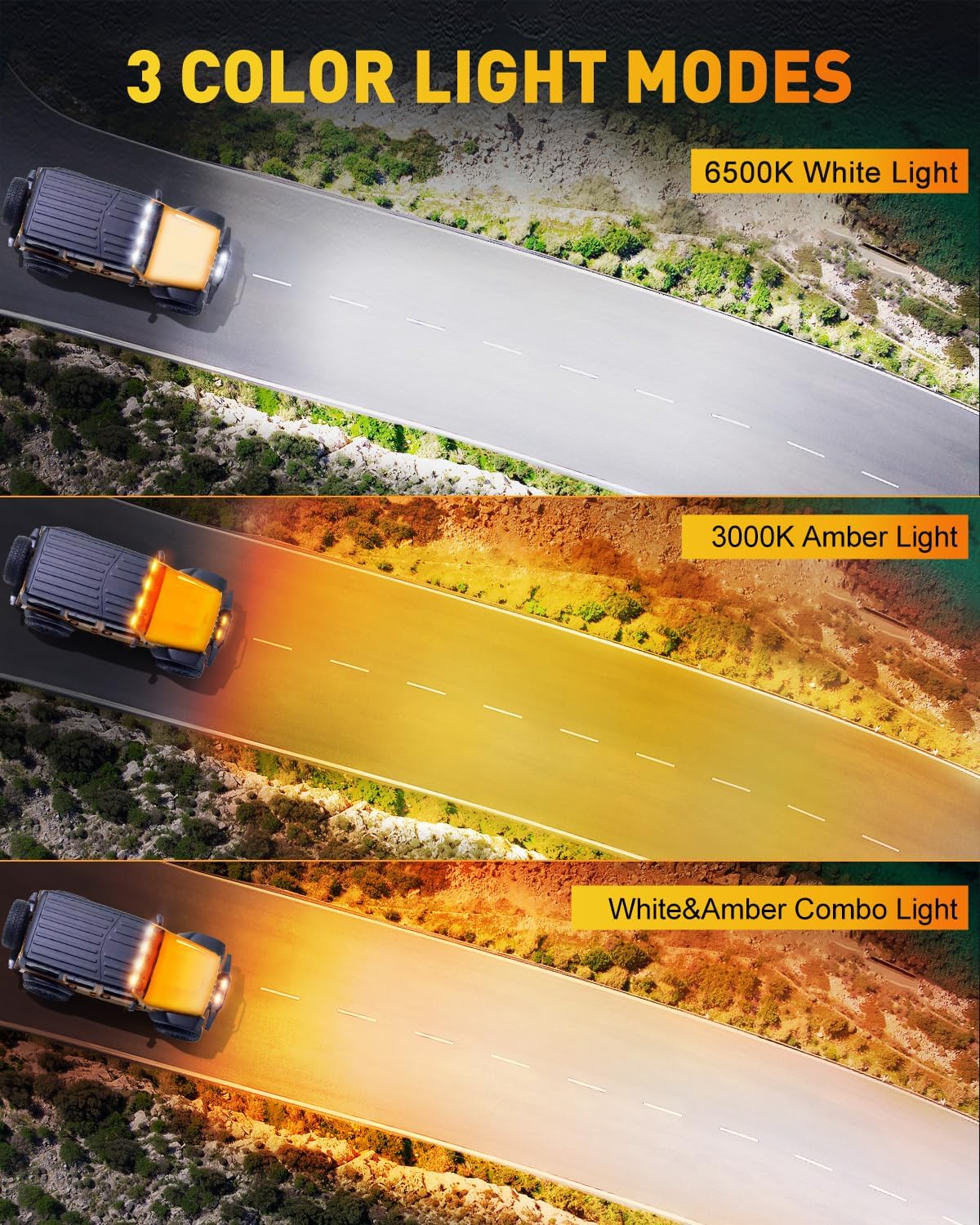 NAOEVO 4 Inch LED Pod Lights, Spot Flood LED Fog/Driving/Off Road Lights with 2 Leads Wiring Harness, Cube Pods for Truck Boat ATV UTV, 2 Pcs (White/Amber/White&Amber)