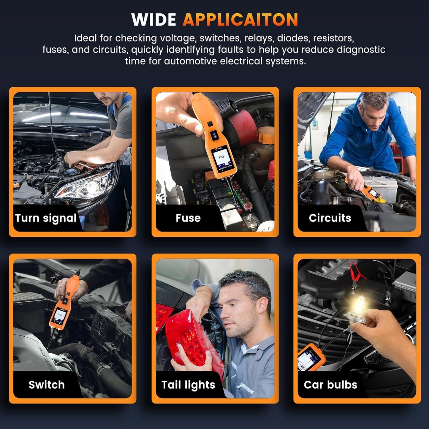 KZYEE KM05 Power Circuit Probe Tester – 12V/24V Automotive Electrical Tester for AC/DC Voltage, Continuity, Resistance, Diode, Relay Test, Component Activation & Shorts Detection, Current Probe Kit