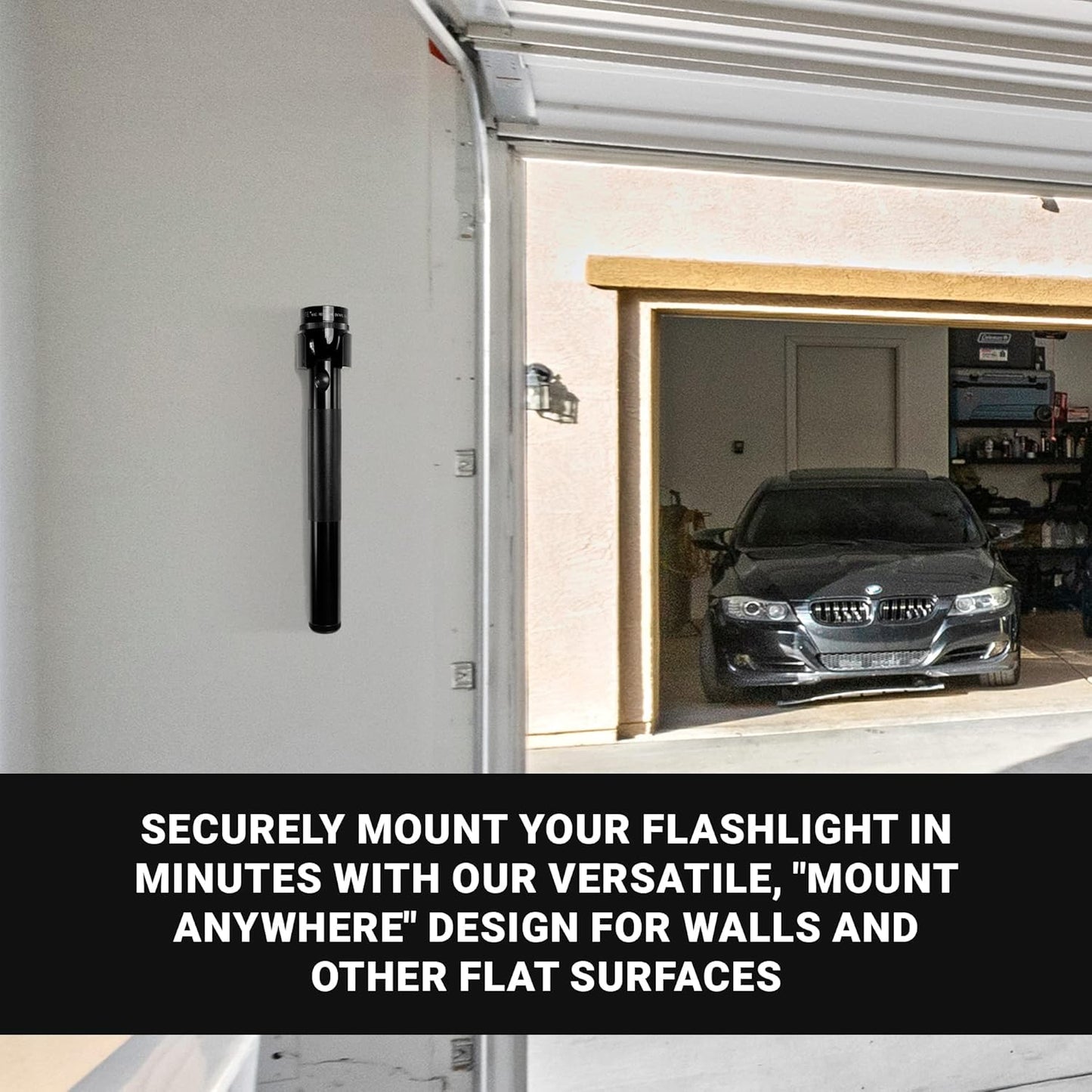 Spartan Mounts Heavy-Duty Flashlight Mount Compatible with MagLite C-Size | Wall or Surface Mounting Kit | Closet Safe Room Emergency Blackout Power Outage Garage Workshop Basement | Made in USA