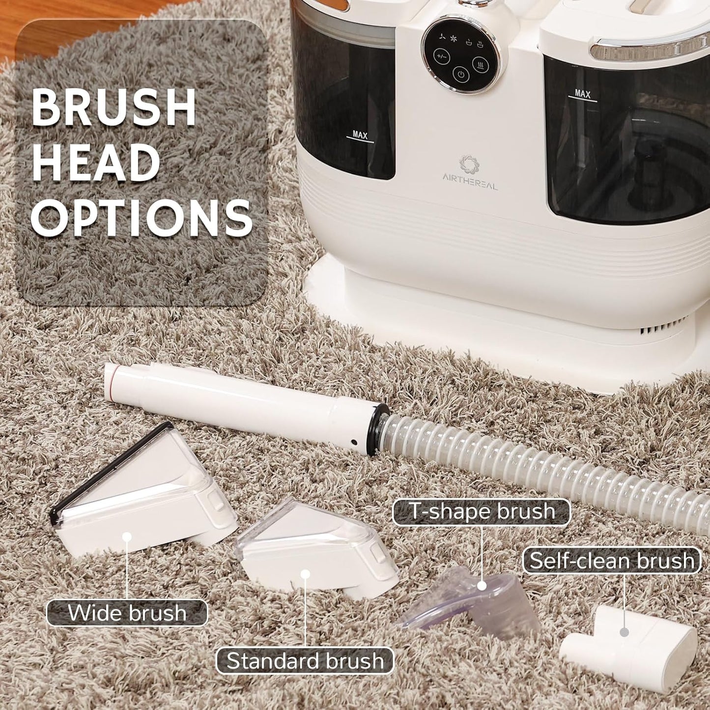 Airthereal Portable Upholstery Spot Cleaner, Instant Heating Carpet Cleaner Machine, Shampooer Machine with Self-Cleaning, 14 Kpa Stain Remover Deep Cleaner for Pets, Stairs, Car Seat and Couch